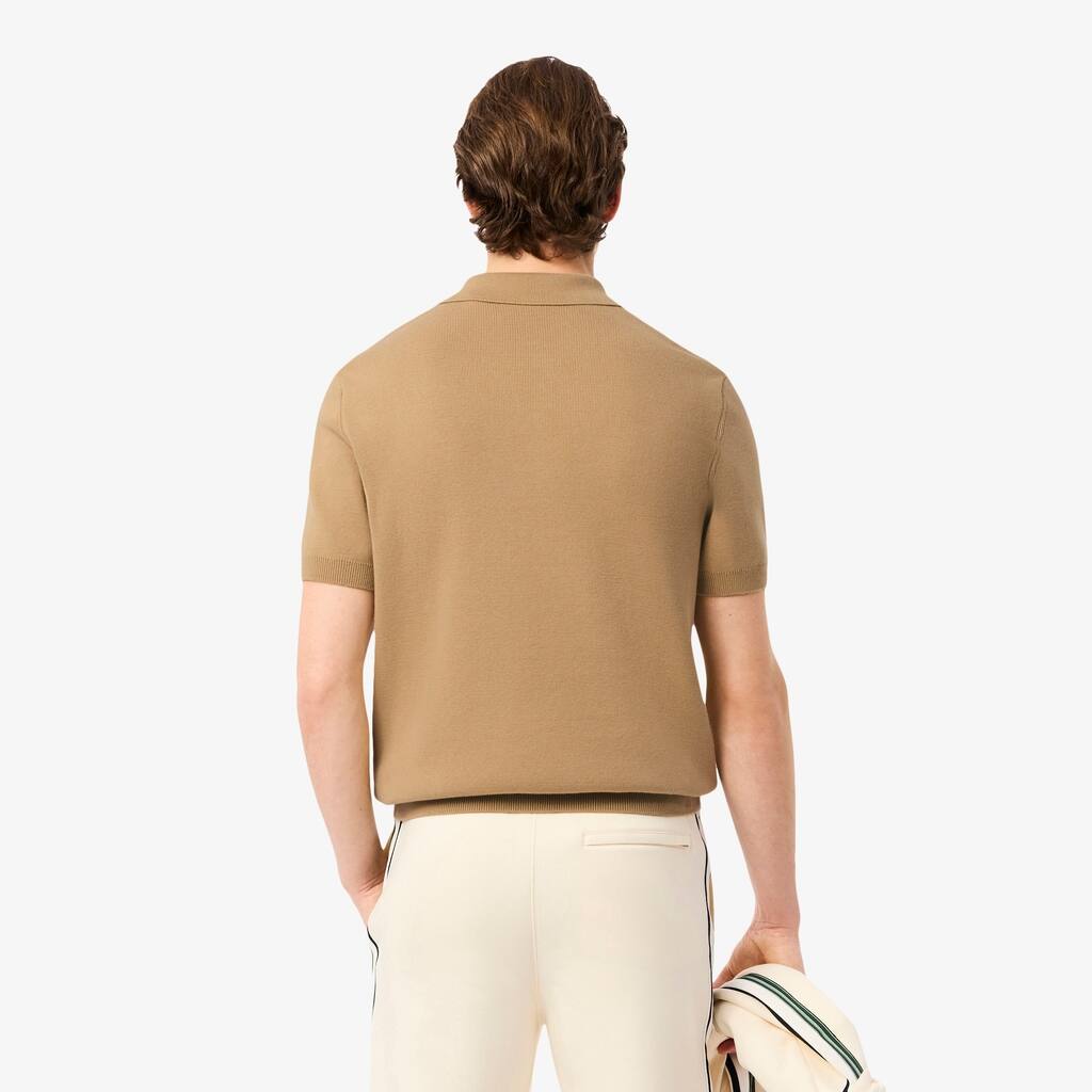 Thumbnail - Lacoste Französischer Pullover mit Streifen und Polokragen - Beige / Weiß / Navy Blau / Gelb Size 6 - XL