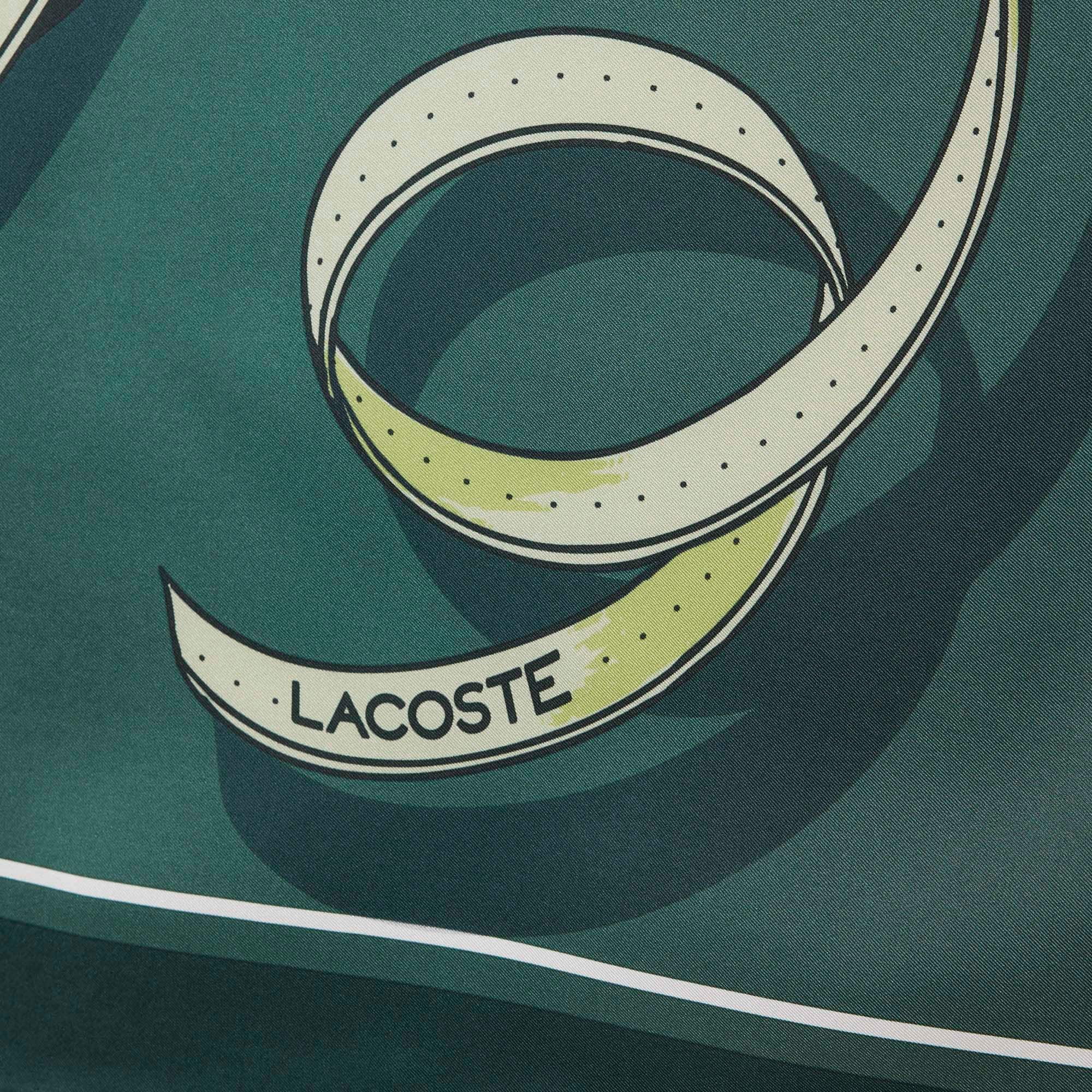 Thumbnail - Lacoste Bedrucktes, quadratisches Seidentuch Runway - Vert Fonce / Vert Size One Size
