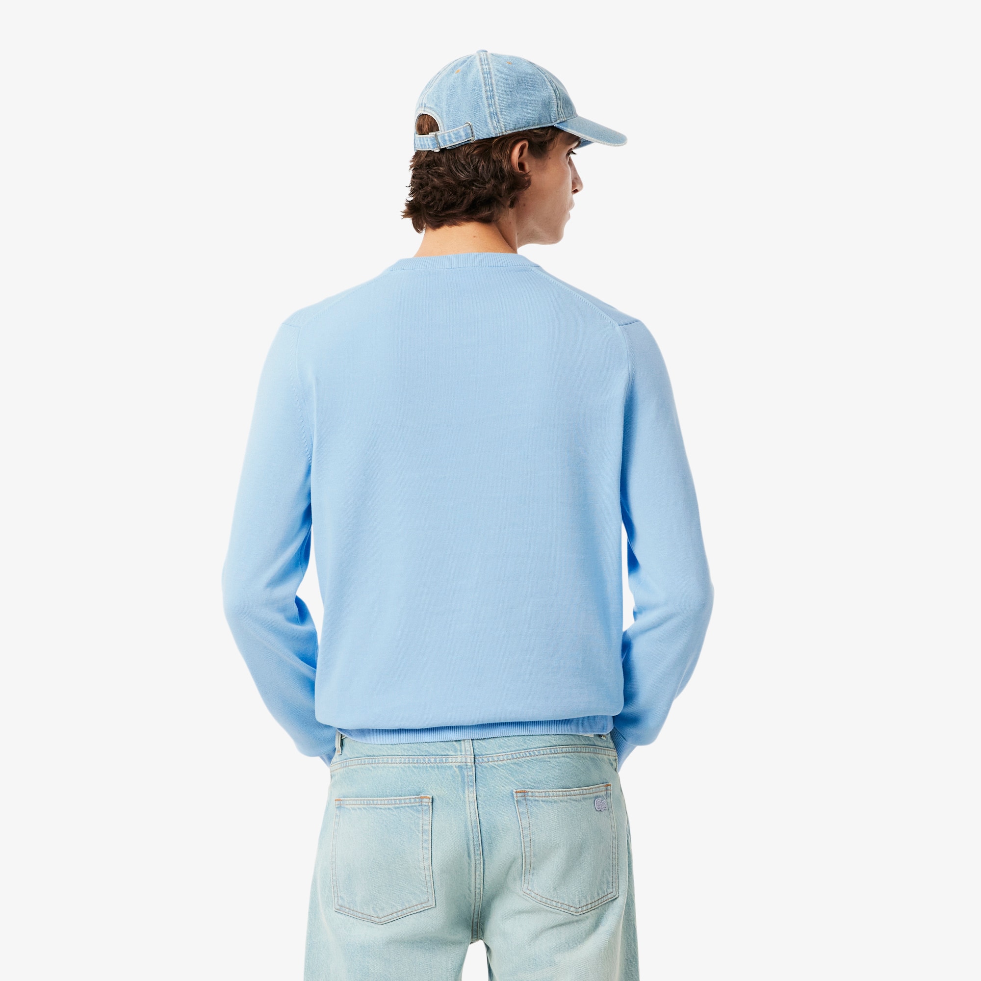 Thumbnail - Lacoste Pullover aus Baumwolle mit Krokodil und Landschaftsmotiv - Pastellblau Size S