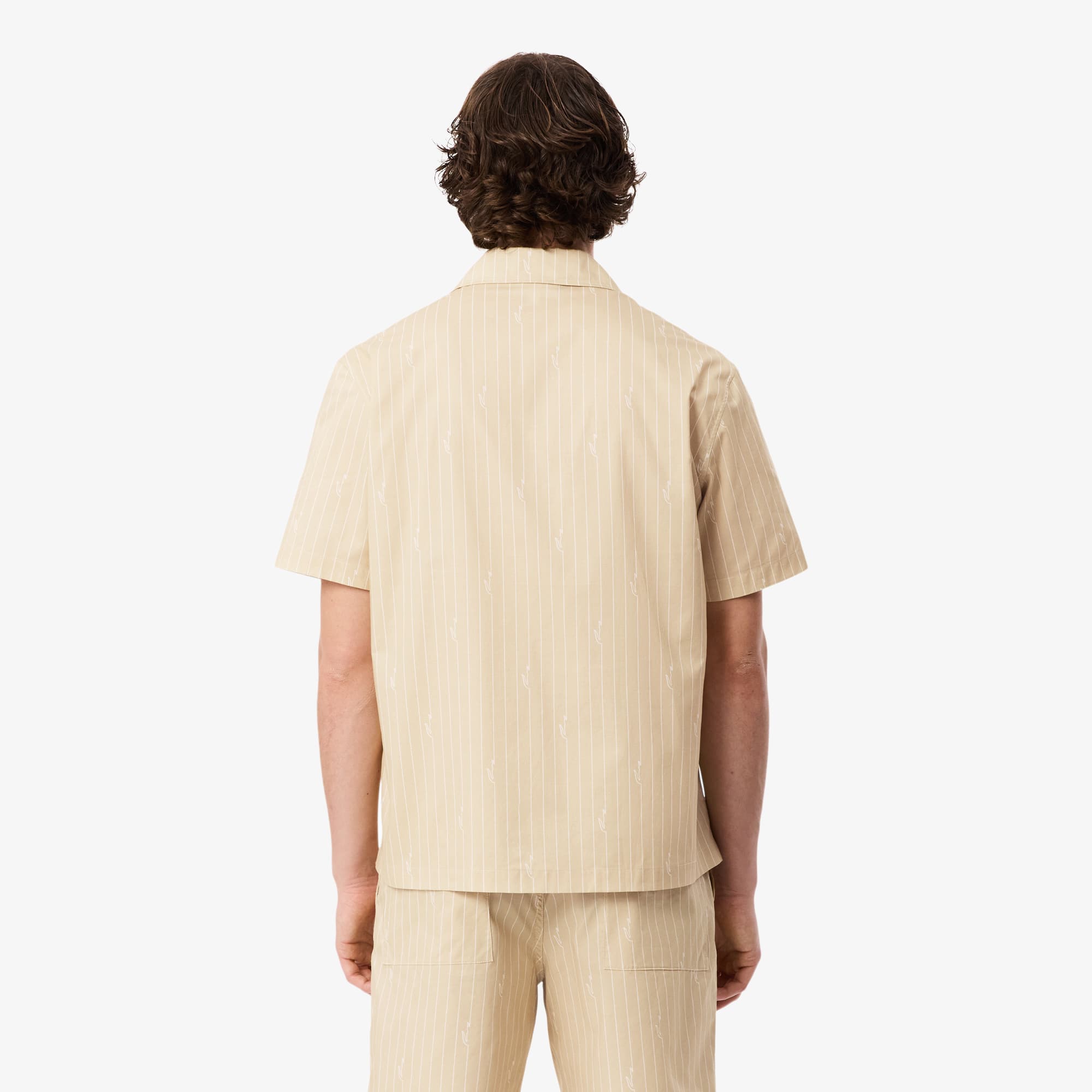 Thumbnail - Lacoste Relaxed Fit-Hemd aus Twill mit Print - Beige / Blanc Size 44