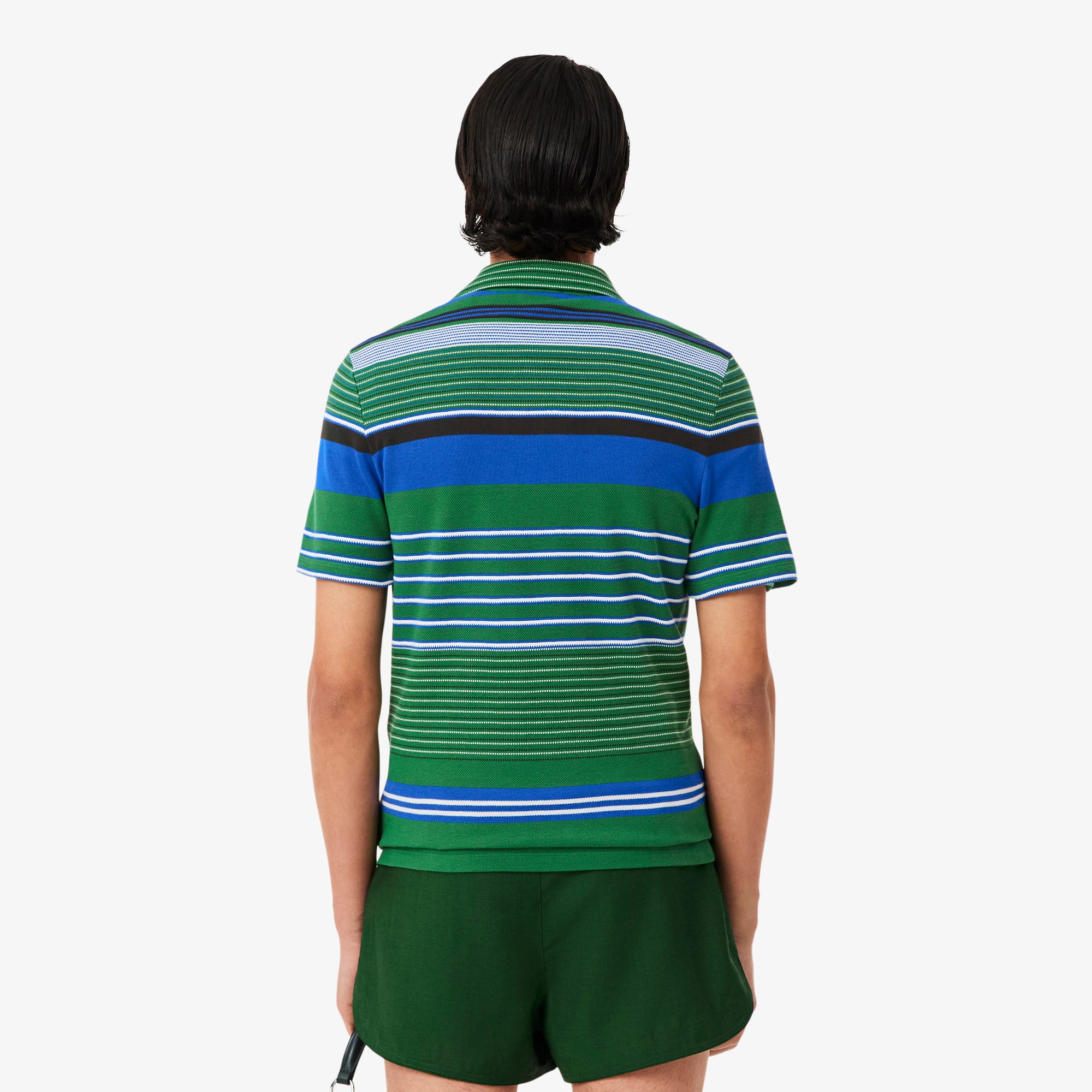 Thumbnail - Lacoste Gestreiftes Slim Fit-Polohemd Runway aus Piqué - Grün / Weiß Size S