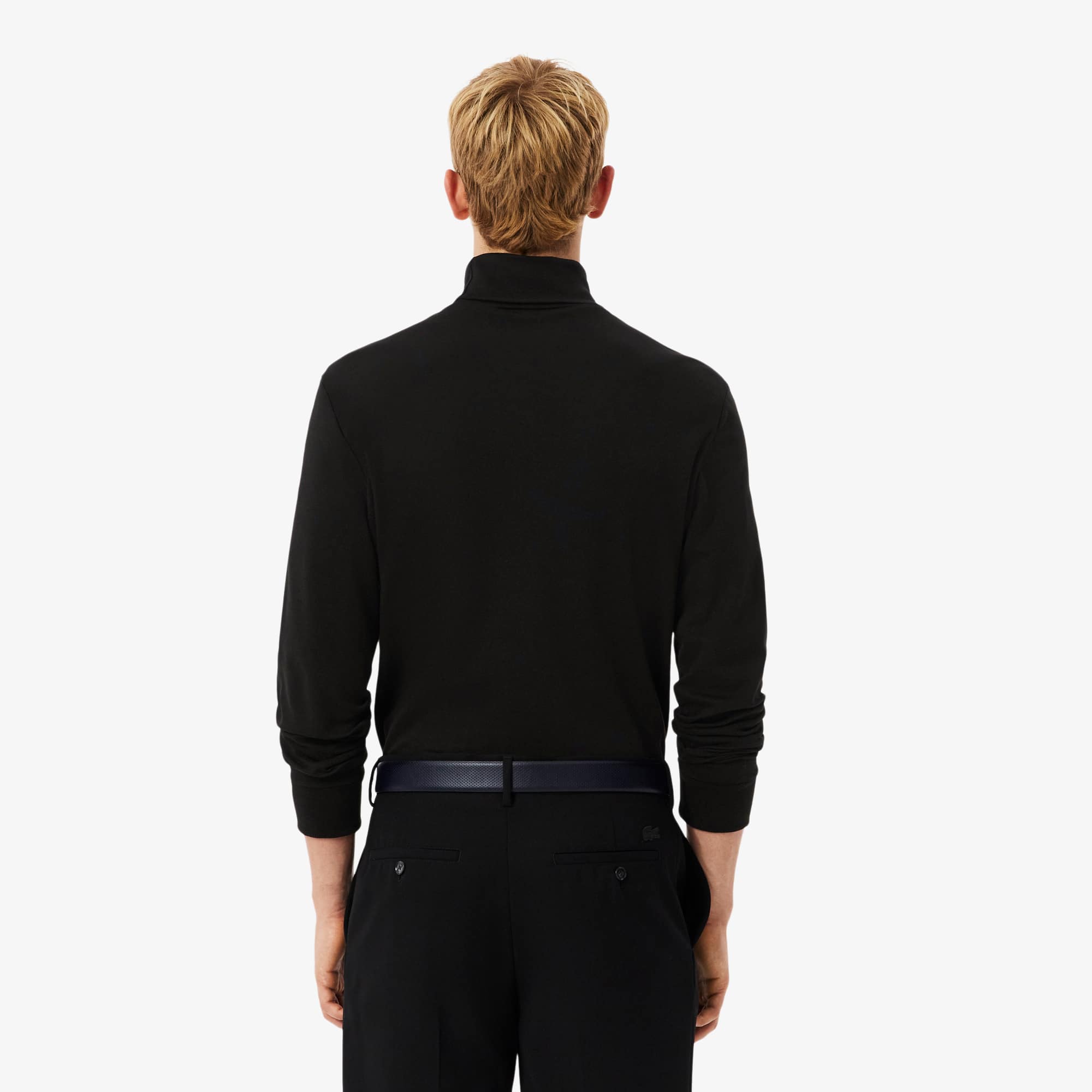 Thumbnail - Lacoste T-Shirt mit Rollkragen und langen Ärmeln - Schwarz Size S