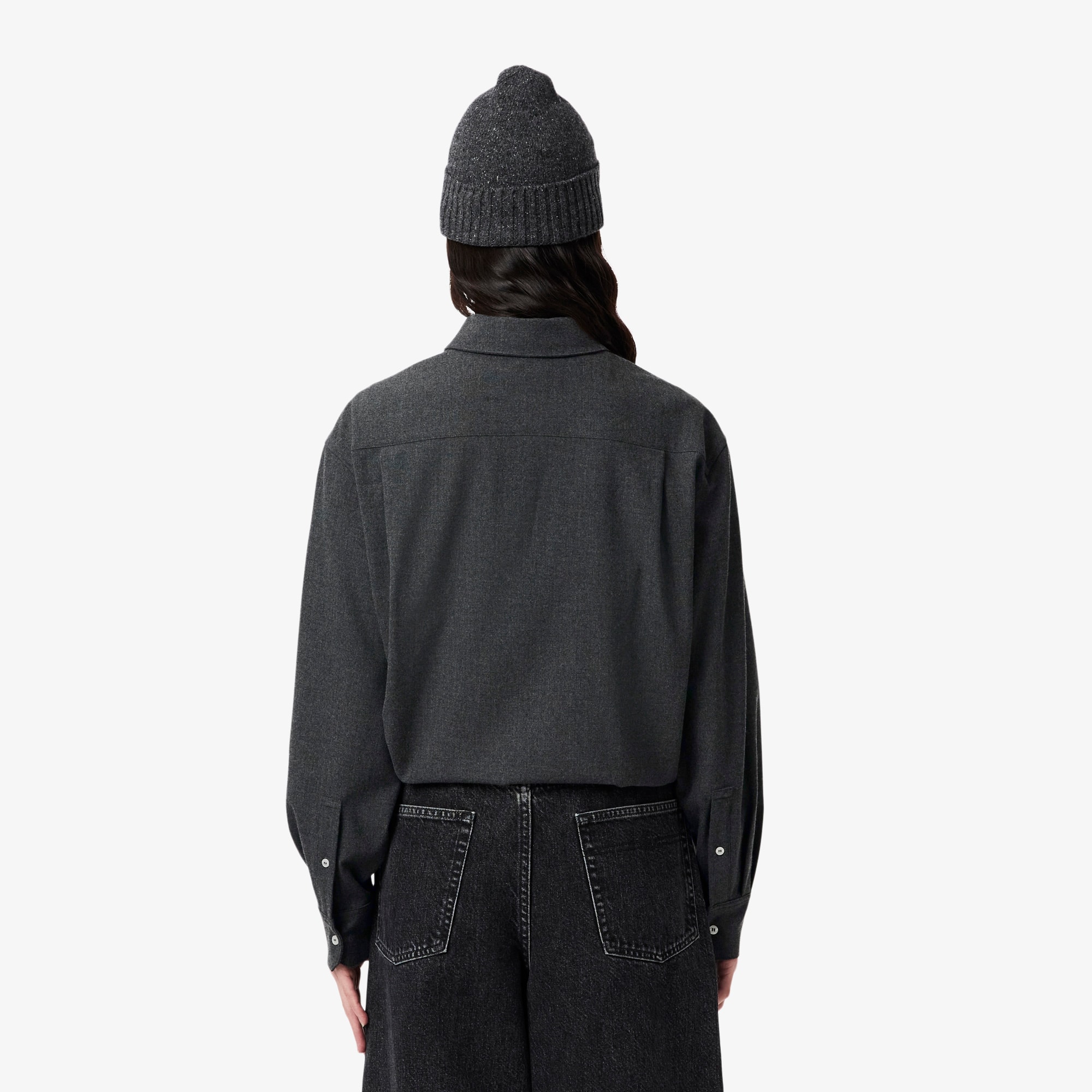 Thumbnail - Lacoste Oversized Polohemd im Flanellhemdstil - Heidekraut Grau Size 38