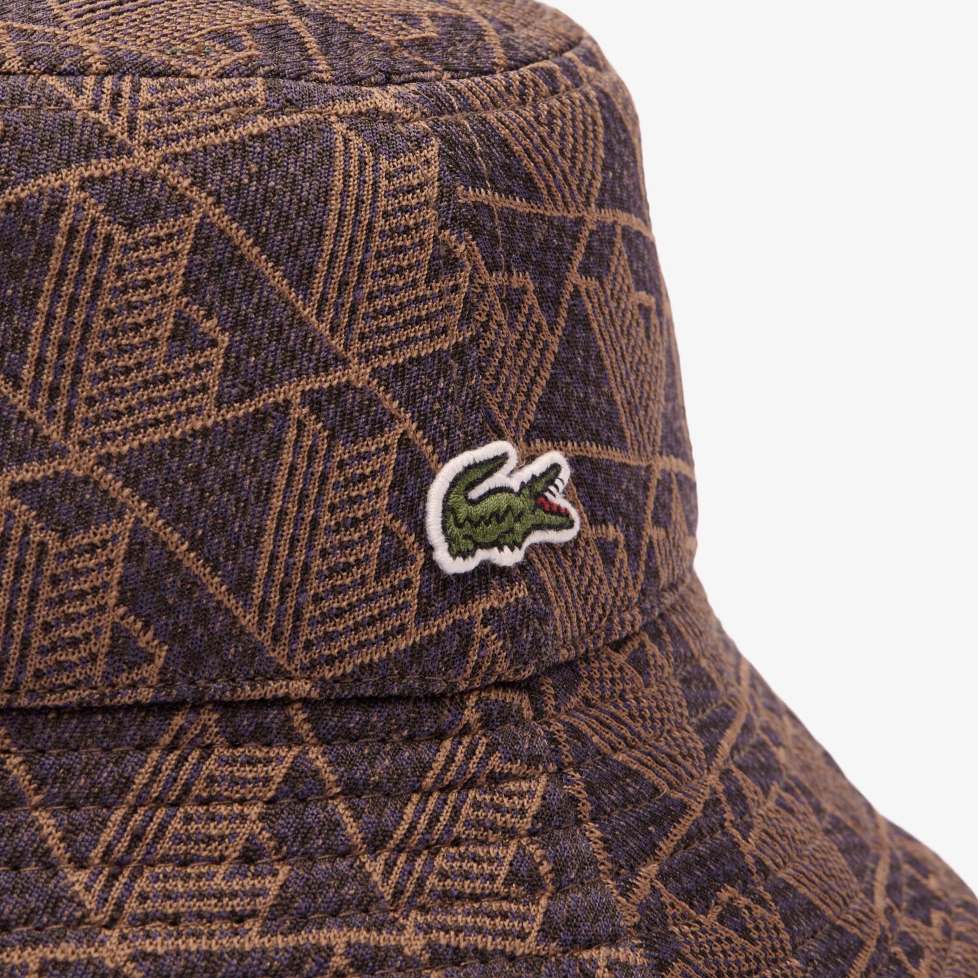 Thumbnail - Lacoste Bob-Hut aus Jacquard mit Monogramm - Lila / Braun Size M