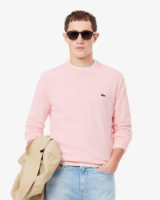 Einfarbiger Pullover aus Baumwolle mit Rundhalsausschnitt