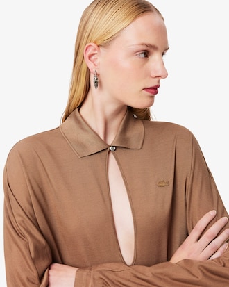 Maxikleid Runway aus Seide mit Polokragen