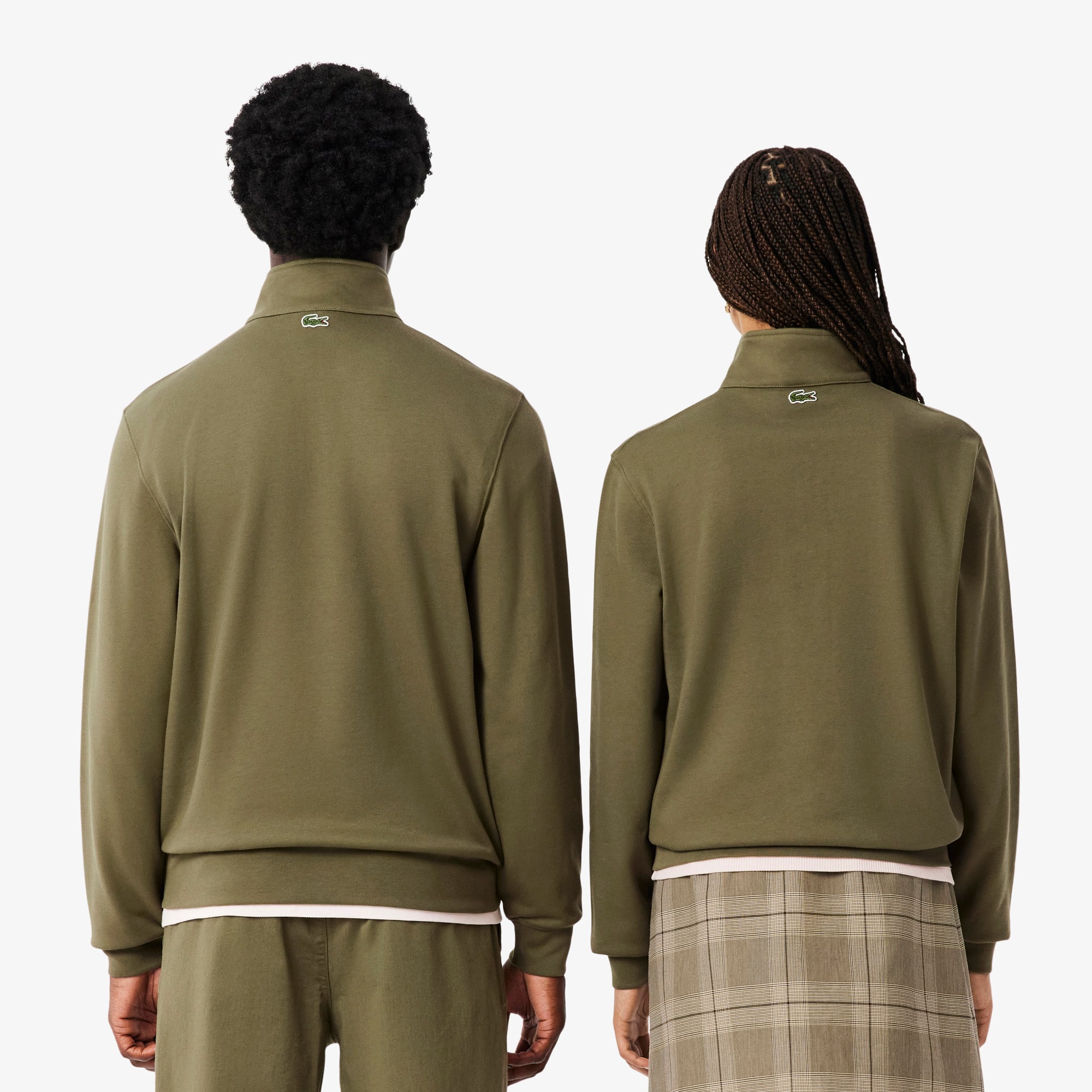 Thumbnail - Lacoste Sweatshirt mit Reißverschluss, hohem Kragen und Print - Khaki Grün Size L