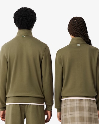 Sweatshirt mit Rei&szlig;verschluss, hohem Kragen und Print