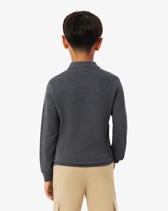 Polohemd aus Petit Piqu&eacute; mit langen &Auml;rmeln