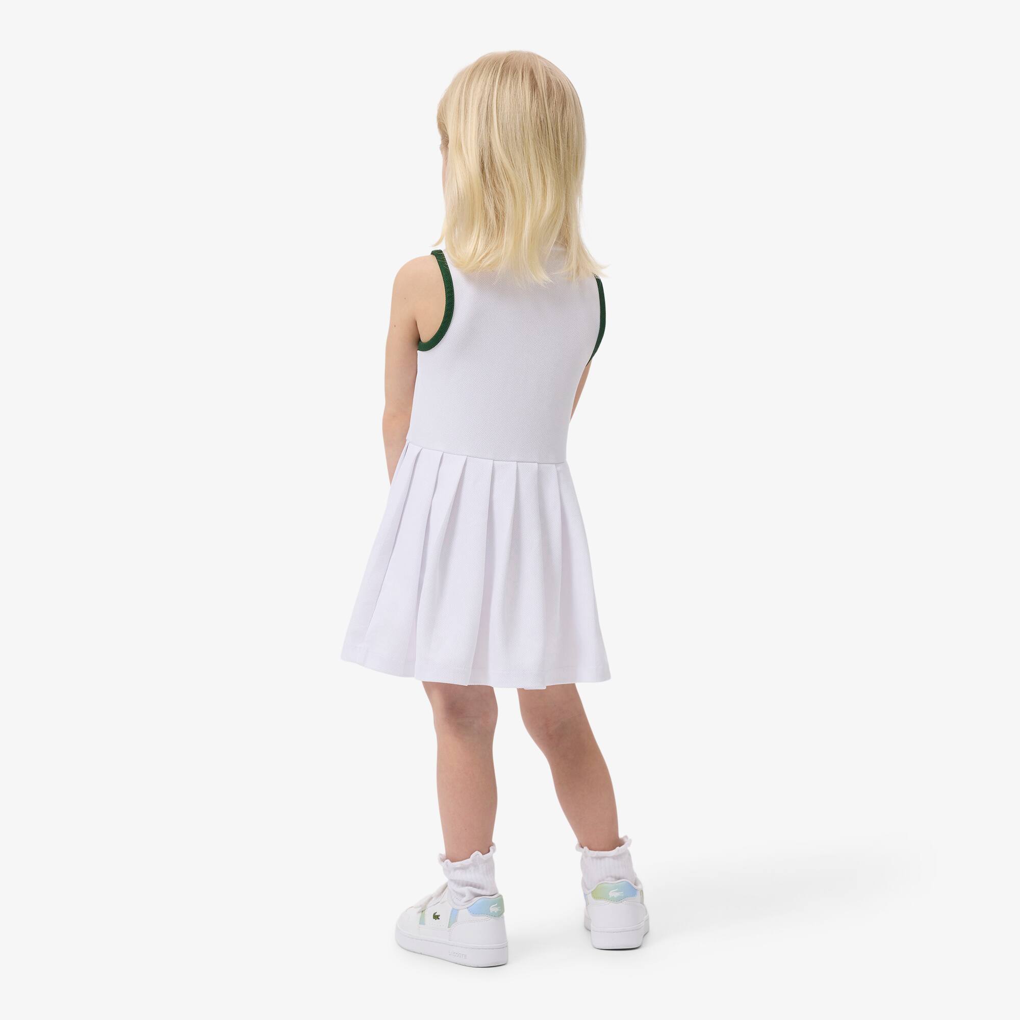 Thumbnail - Lacoste Sportliches Piqué-Kleid mit Ultra-Dry-Technologie - Weiß / Grün Size 2 - 2A