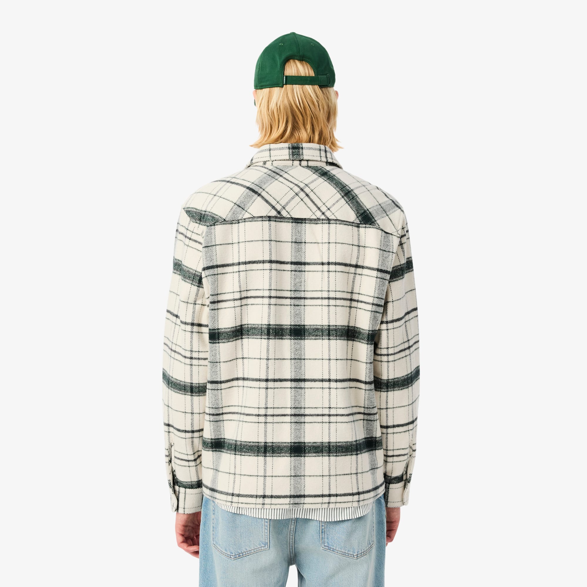 Thumbnail - Lacoste Overshirt aus karierter Baumwolle - Weiß / Grün / Heidekraut Grau Size 44