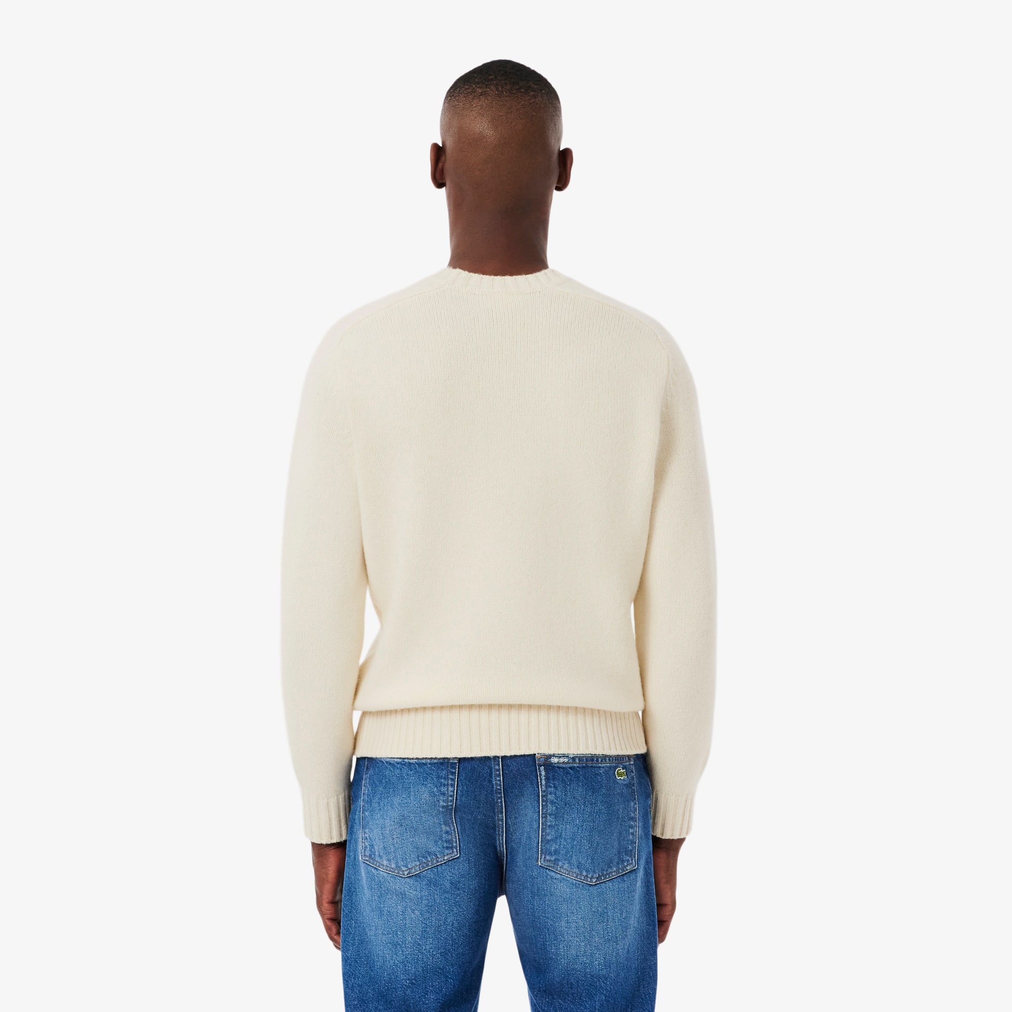 Thumbnail - Lacoste Karierter Pullover aus Tuchwolle mit Intarsienmuster - Weiß / Lila Size XXL