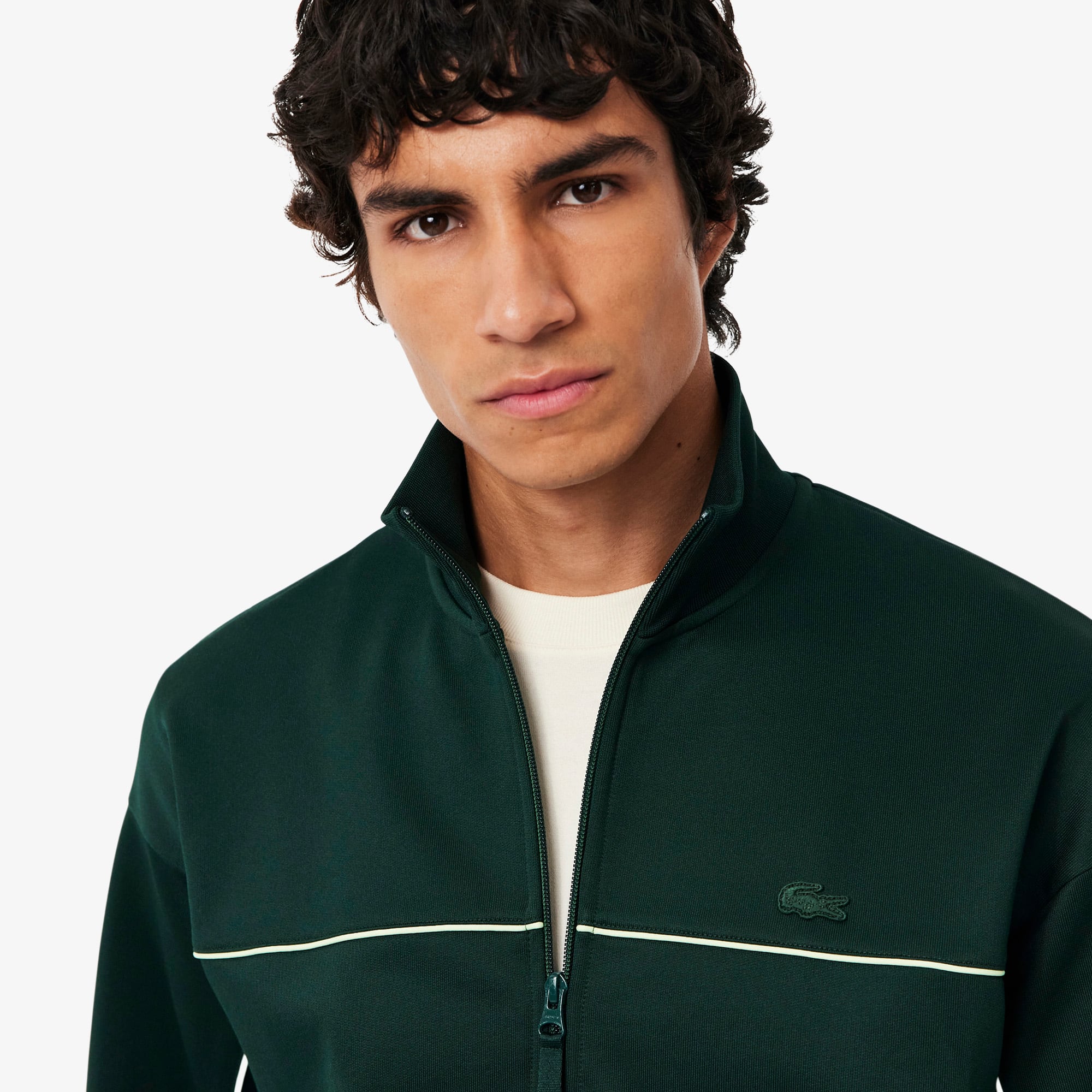 Sweatshirt aus Fleece mit Reißverschluss und Satineffekt
