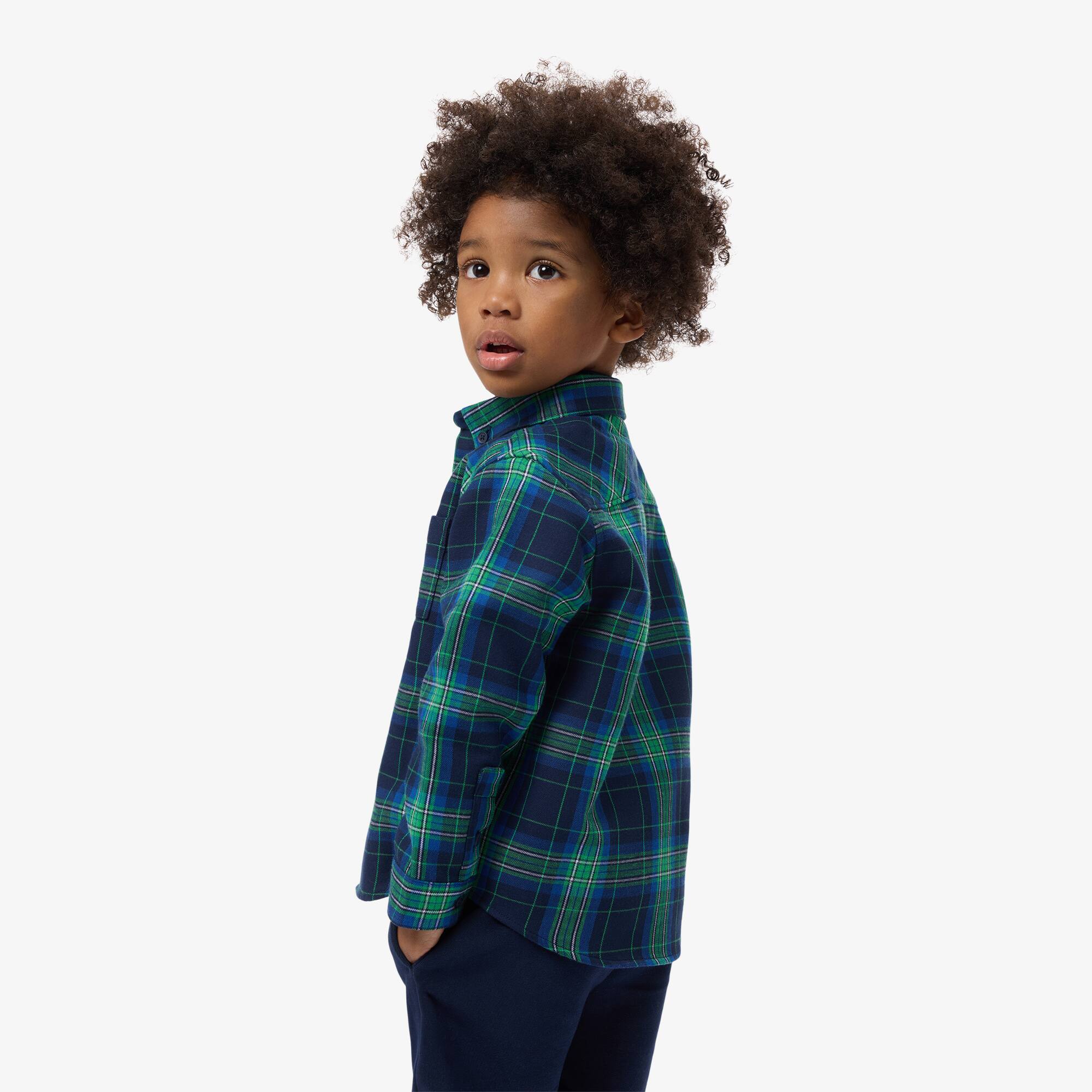 Thumbnail - Lacoste Karohemd aus Baumwoll-Twill - Navy Blau Size 6 - 6A