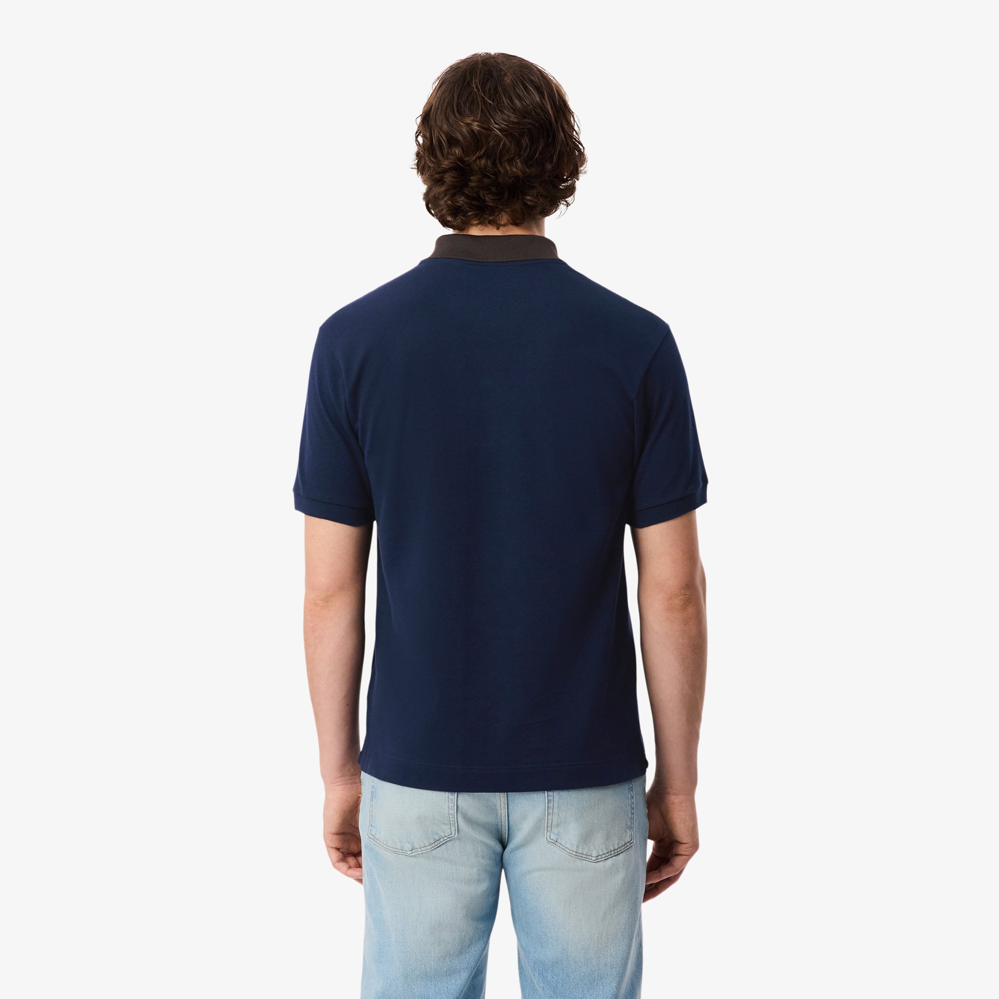 Thumbnail - Lacoste Classic Fit-Polohemd L.12.12 mit kontrastierendem Kragen - Navy Blau / Braun Size 6 - XL