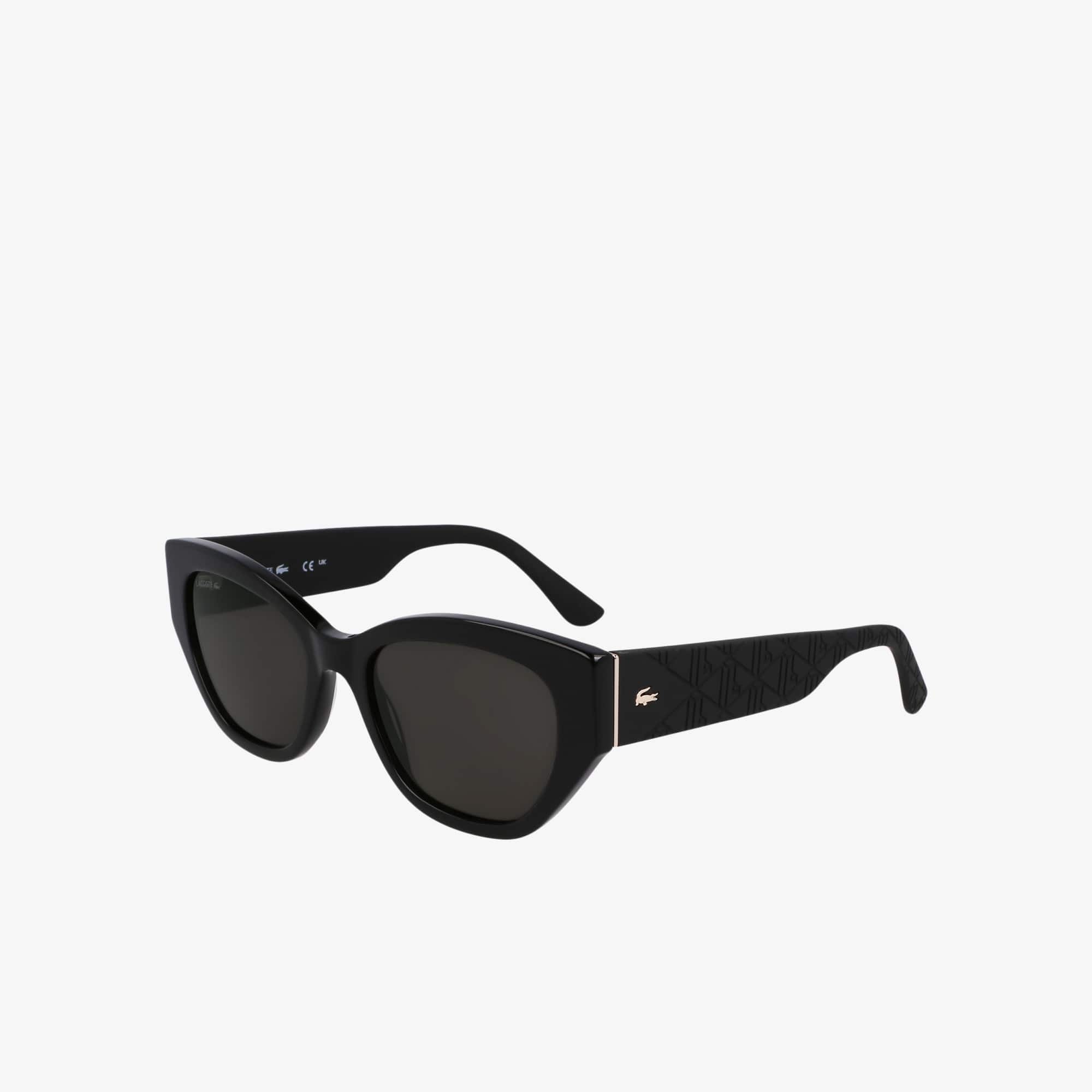 Thumbnail - Lacoste Rechteckige Acetat-Sonnenbrille mit Monogramm - BLACK / BLUE / BLACK Size One Size