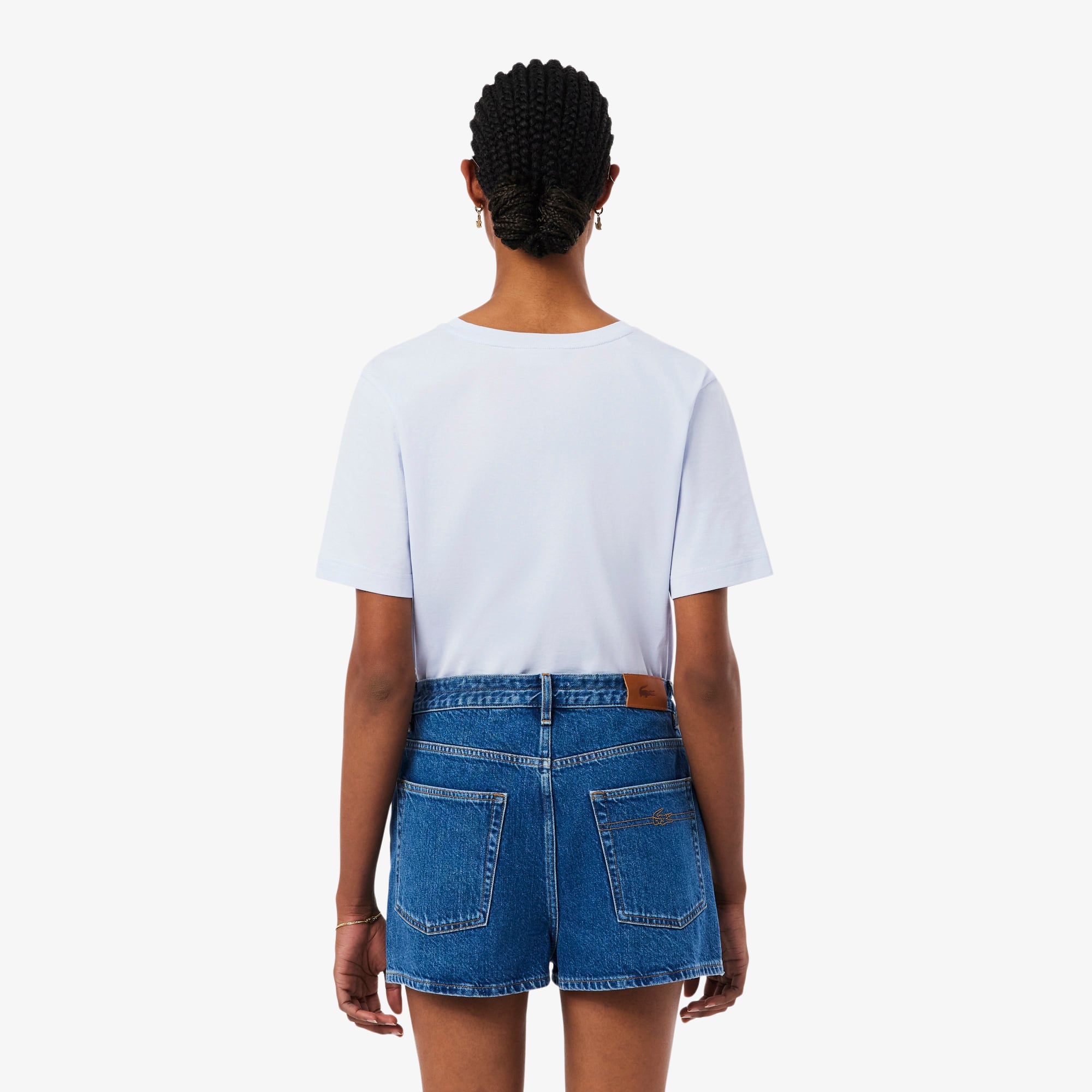 Thumbnail - Lacoste Relaxed Fit-T-Shirt aus weicher Baumwolle mit V-Ausschnitt - Hellblau Size 34