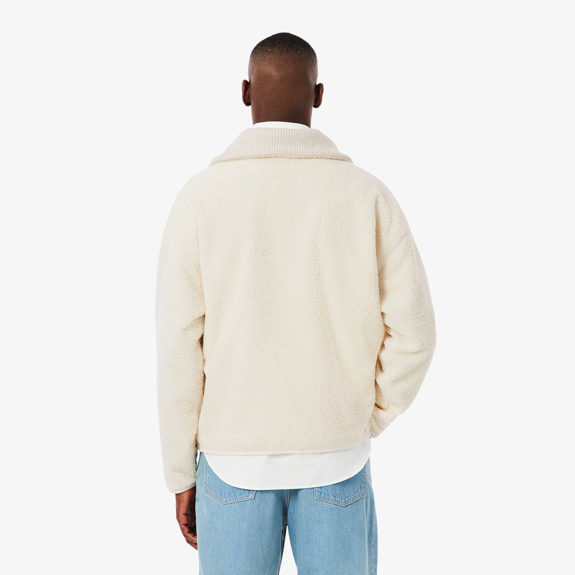 Thumbnail - Lacoste Sweatshirt aus Polar-Fleece mit hohem Kragen und Reißverschluss - Creme Size 3XL
