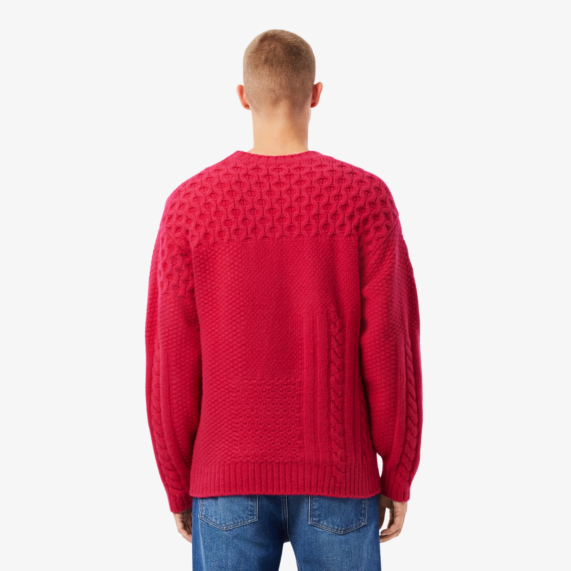 Thumbnail - Lacoste Relaxed Fit-Pullover aus Wolle mit Patchwork-Effekt - Rosa Size XXL