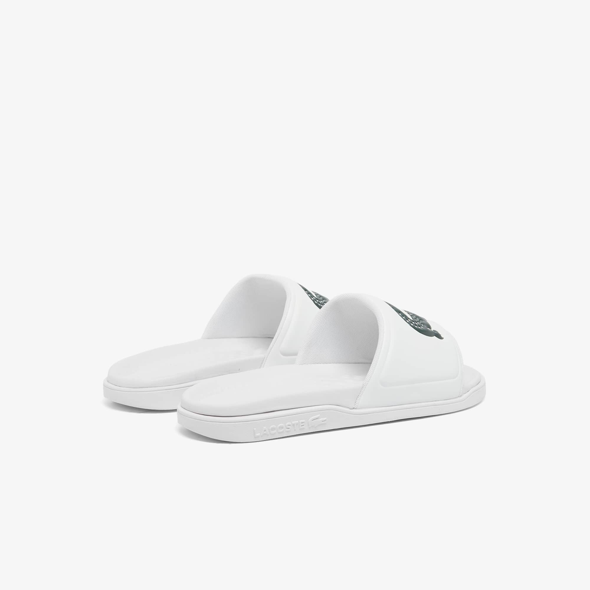 Thumbnail - Lacoste Herren-Schlappen Serve Slide Dual - WHITE/DARK GREEN Size 39.5