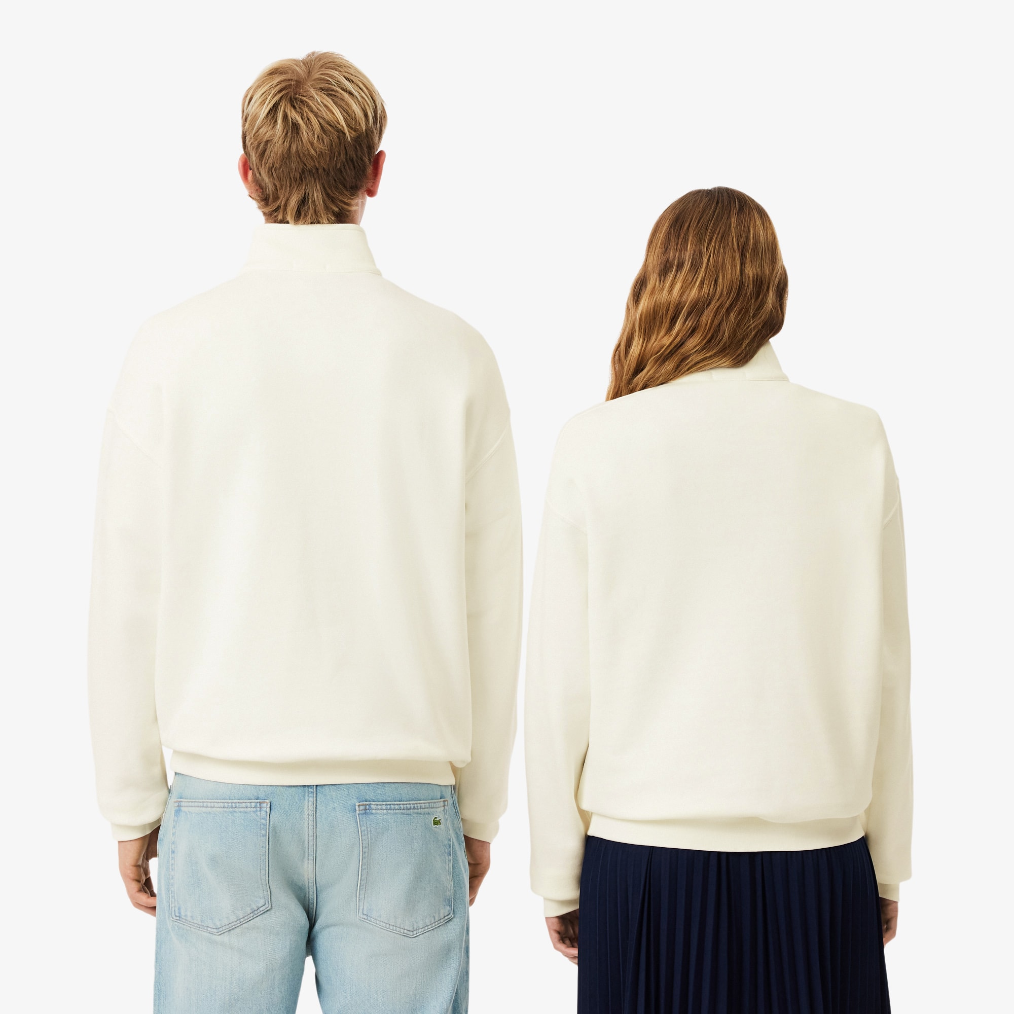 Thumbnail - Lacoste Sweatshirt aus schwerem Fleece mit Reißverschluss und hohem Kragen - Weiß Size XS