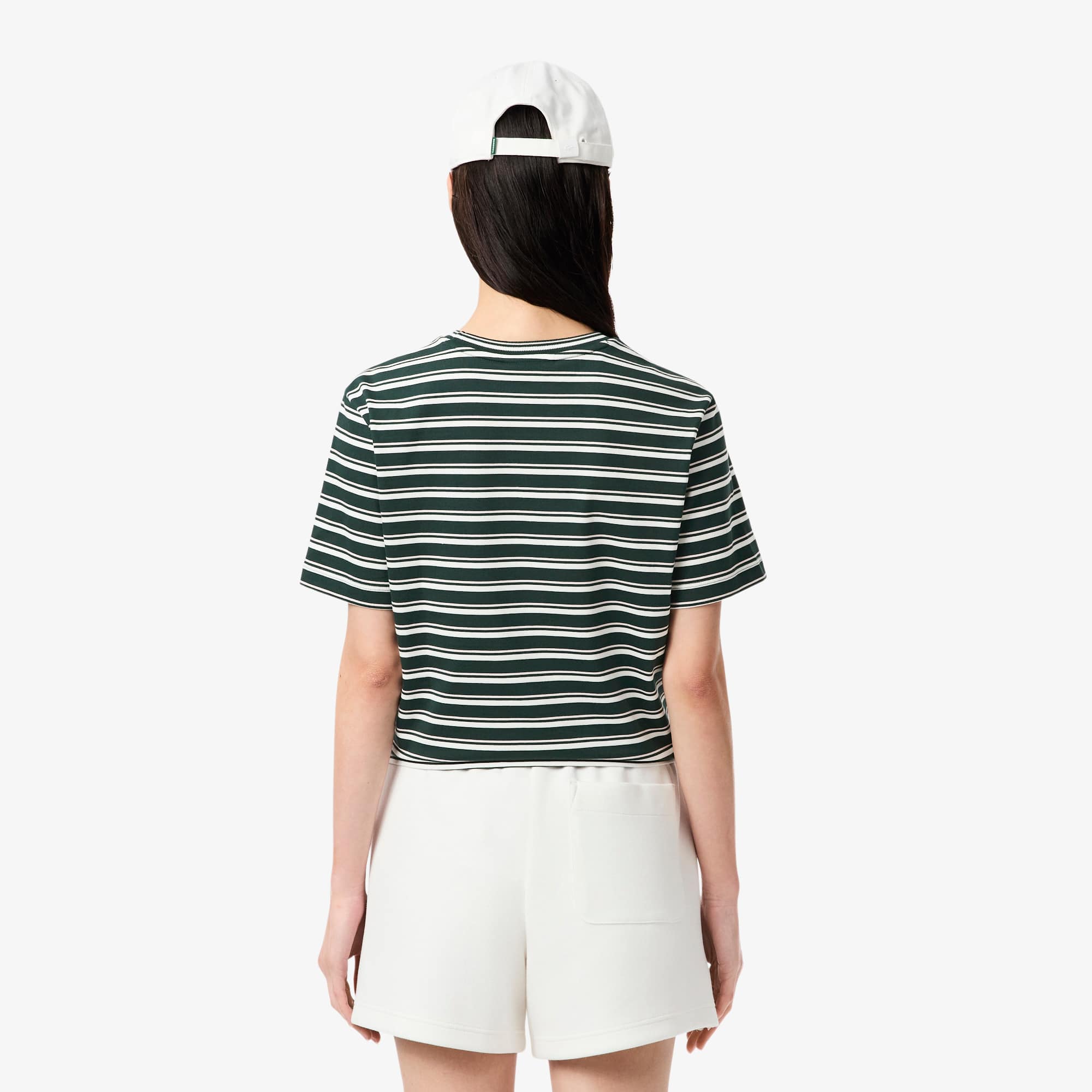 Thumbnail - Lacoste T-Shirt aus Jersey mit Streifen - Grün / Weiß / Hellrosa Size 40