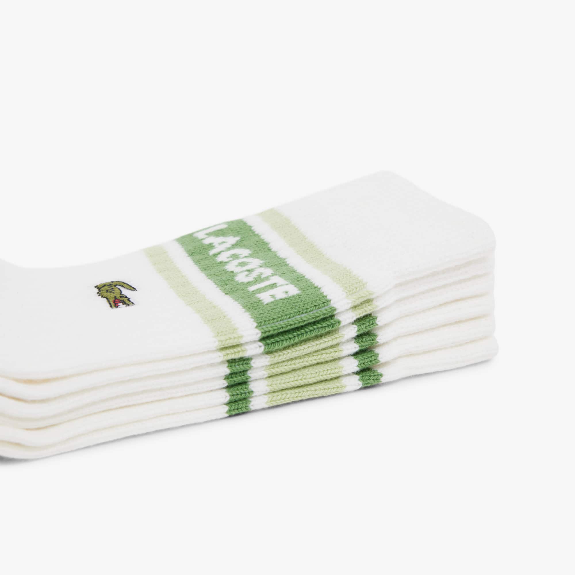 Thumbnail - Lacoste 3er-Pack Baumwollsocken mit Print - Blanc / Vert Size 35/38