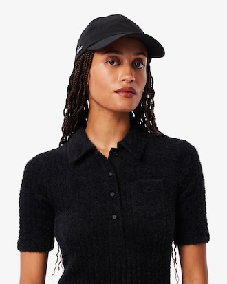 Flauschiges Rippstrickkleid mit Polokragen