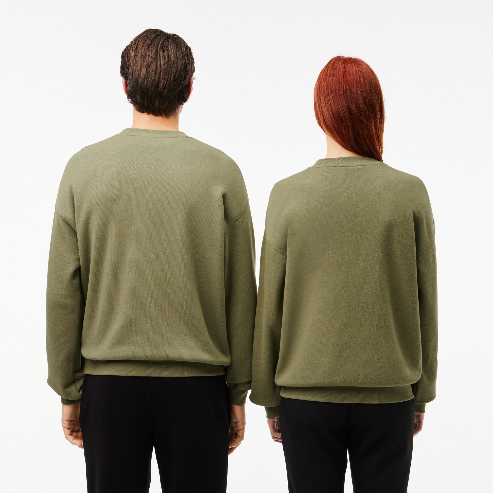 Thumbnail - Lacoste Loose Fit-Sweatshirt aus Fleece mit Akzent-Badge - Khaki Grün Size XXL