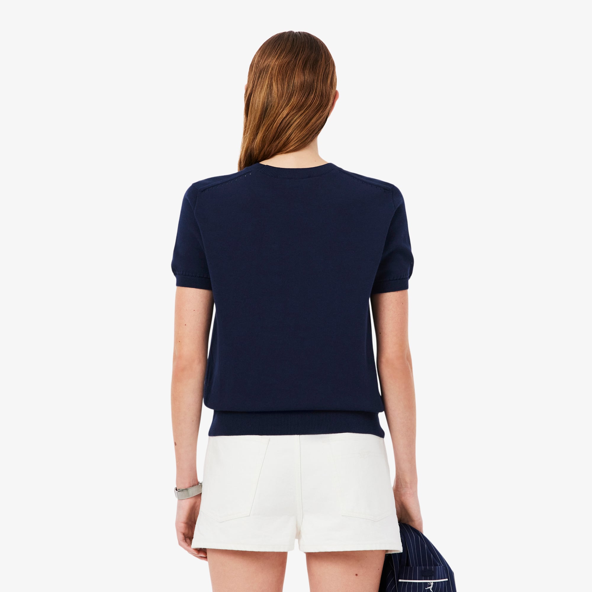 Thumbnail - Lacoste Pullover aus 3D-Strick mit kurzen Ärmeln - Navy Blau Size 36