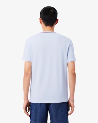 T-Shirt aus Stretch-Piqu&eacute; mit gestreiftem Kragen