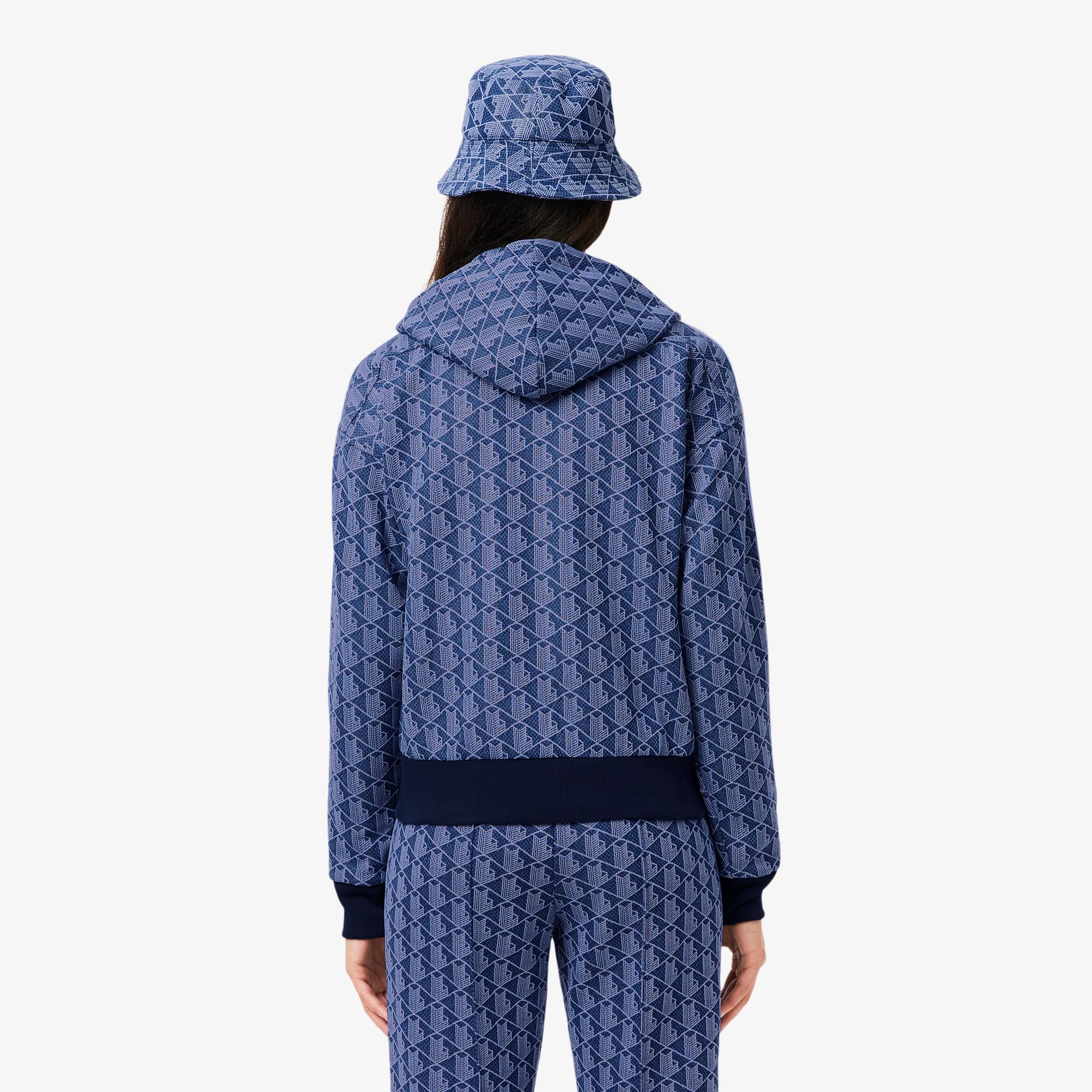 Thumbnail - Lacoste Hoodie aus Jacquard mit Monogramm - Navy Blau / Lila Size 40