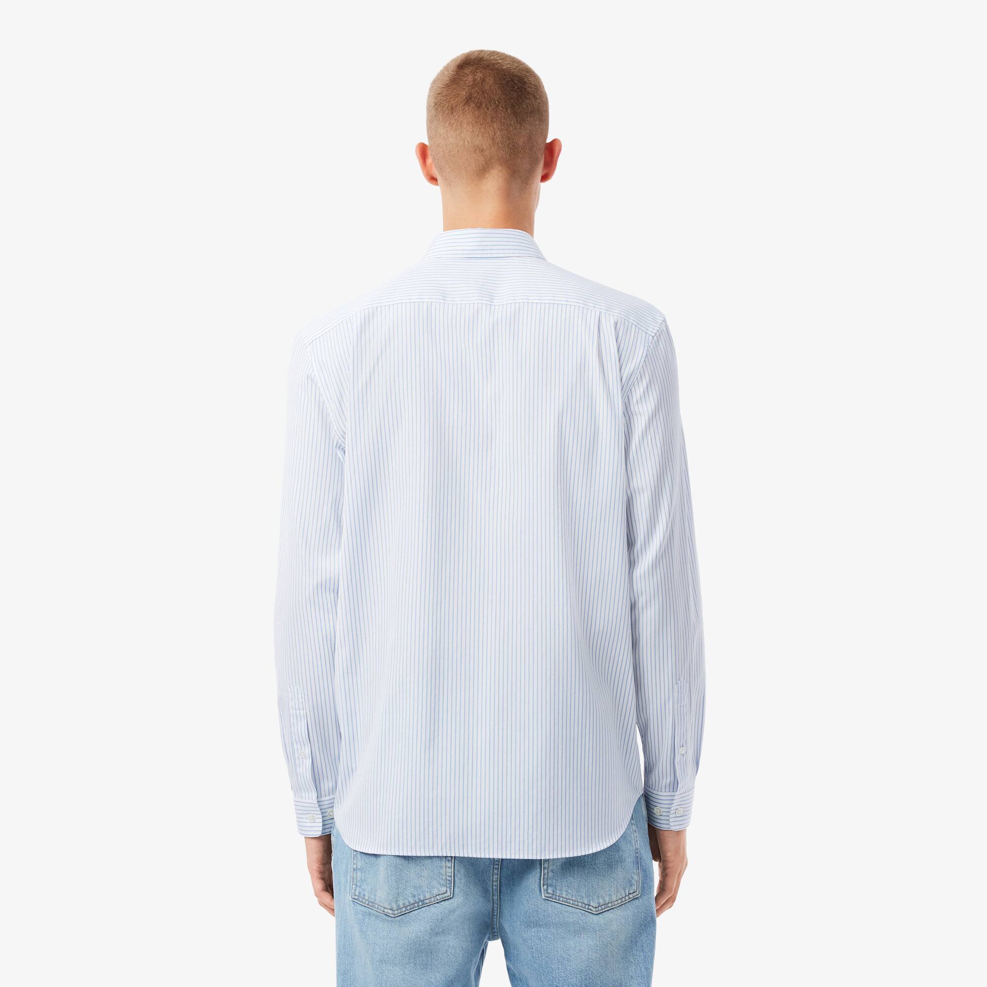 Thumbnail - Lacoste Regular Fit-Hemd aus gestreiftem Pinpoint - Weiß / Blau Size 42