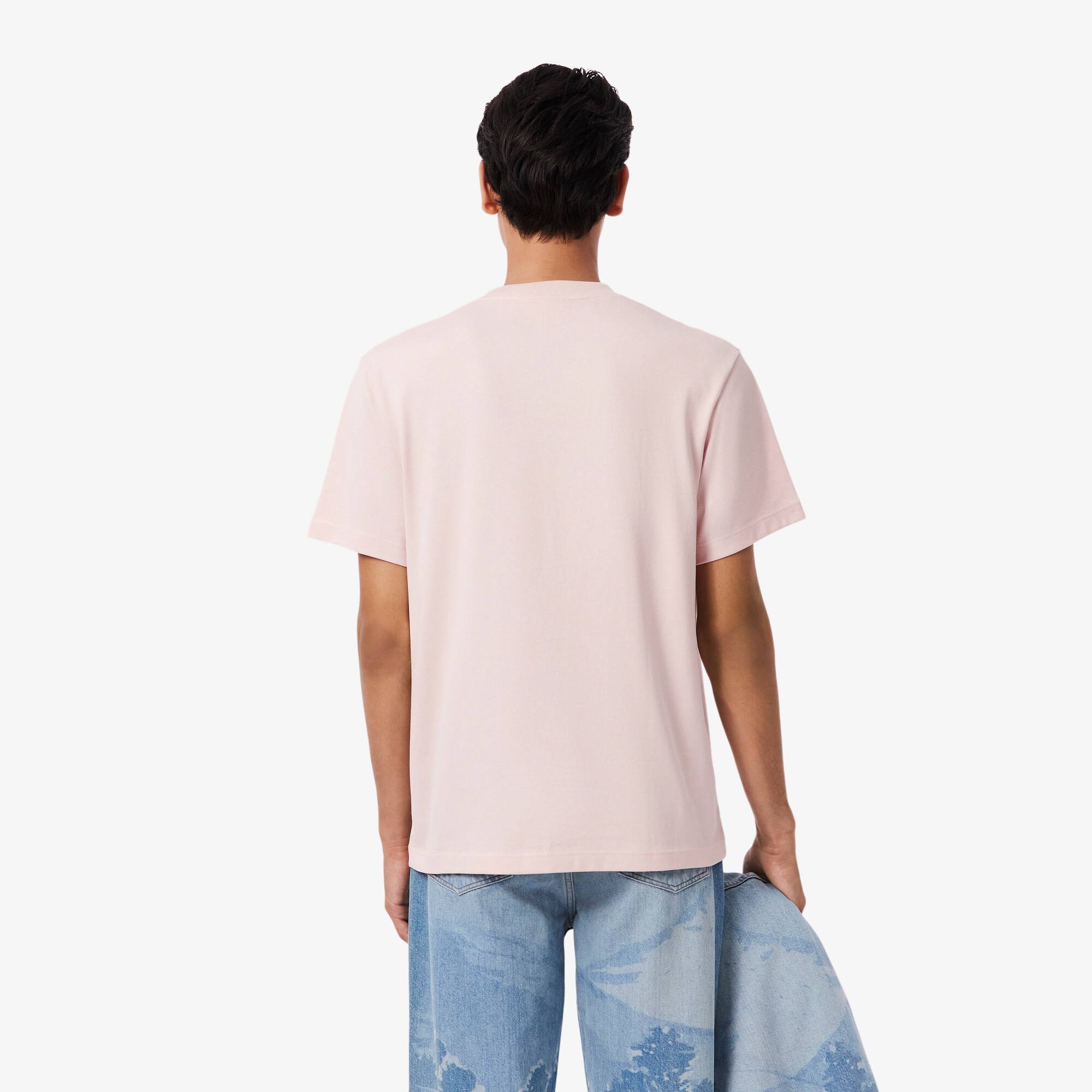 Thumbnail - Lacoste T-Shirt aus schwerem Jersey mit Krokodil und Landschaft - Hellrosa Size M