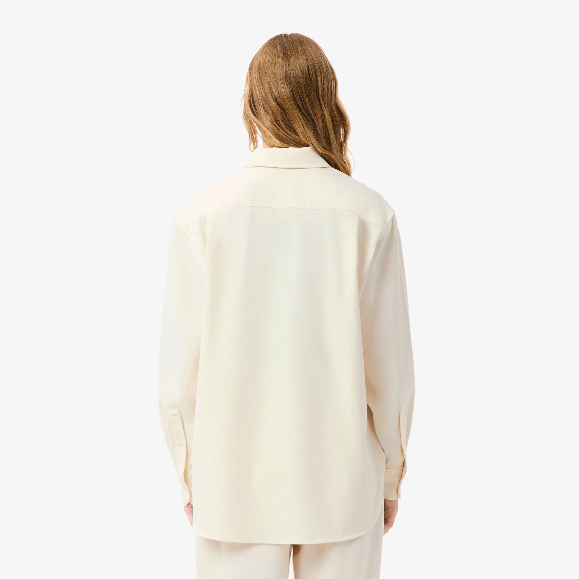 Thumbnail - Lacoste Oversized Polohemd im Flanellhemdstil - Creme Size 42
