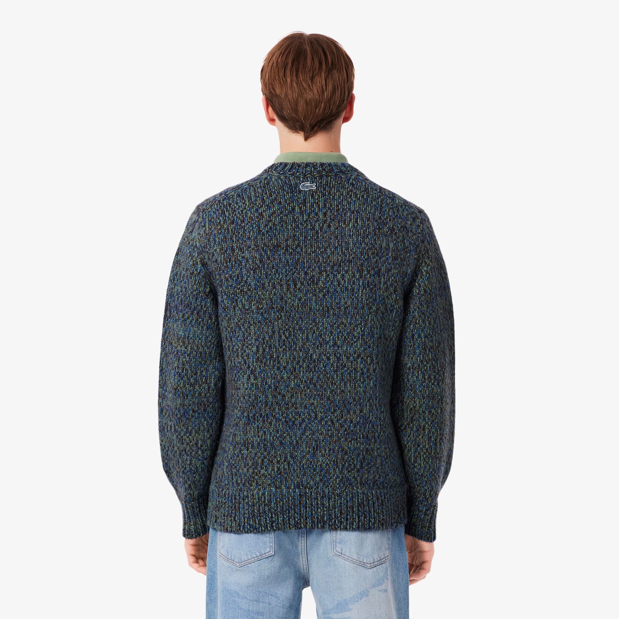 Thumbnail - Lacoste Pullover aus merzerisiertem Intarsienstrick mit Krokodil - Blau Size 3XL