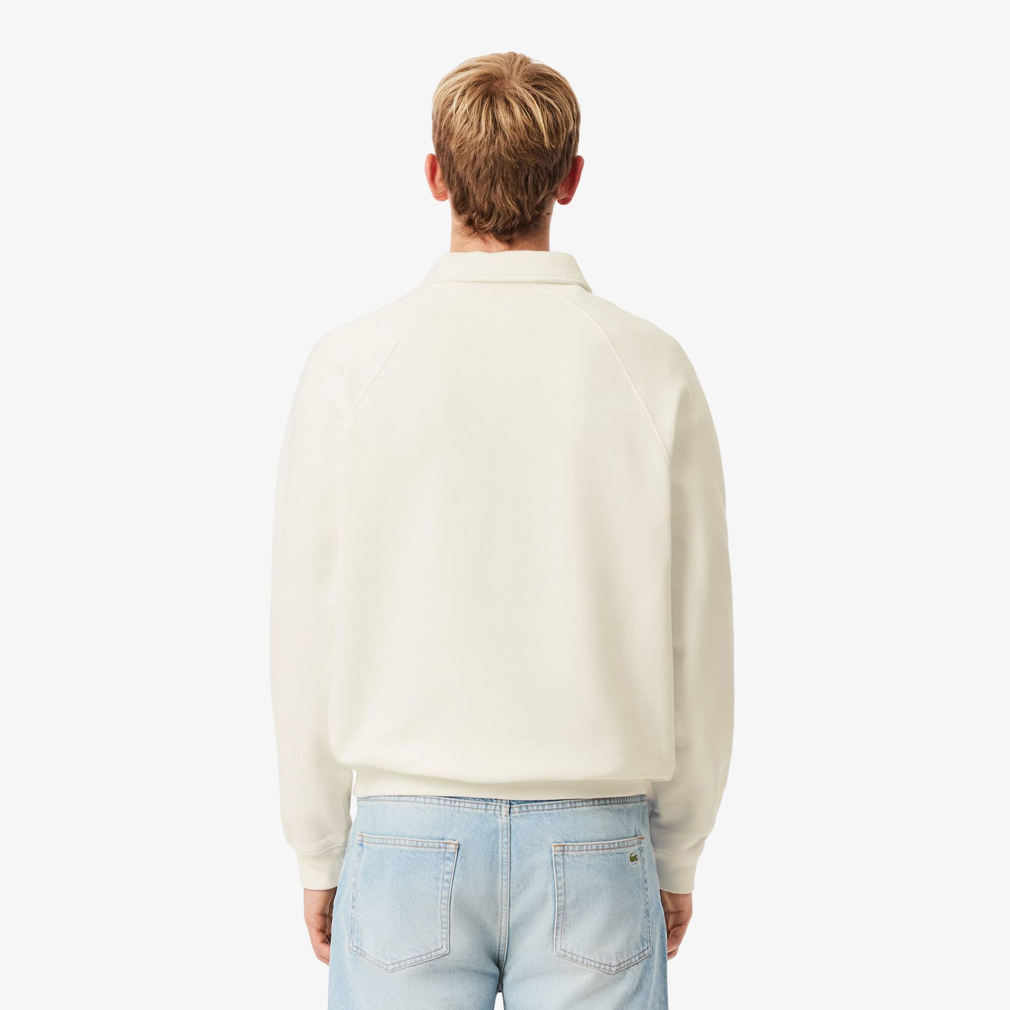 Thumbnail - Lacoste Loose Fit-Sweatshirt aus Fleece mit Polokragen - Weiß Size XS