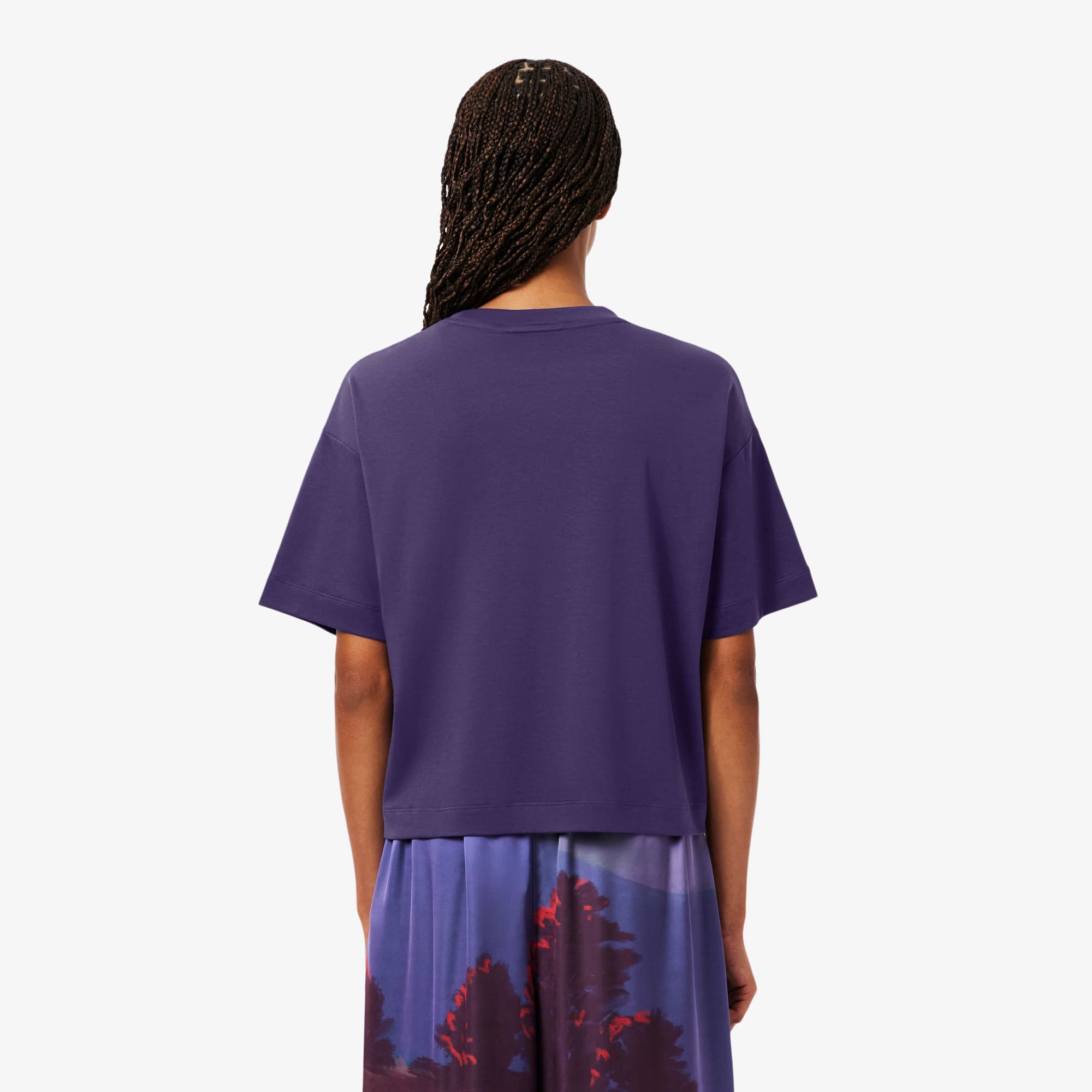 Thumbnail - Lacoste Relaxed Fit-T-Shirt mit Krokodil und Landschaft - Lila Size 42