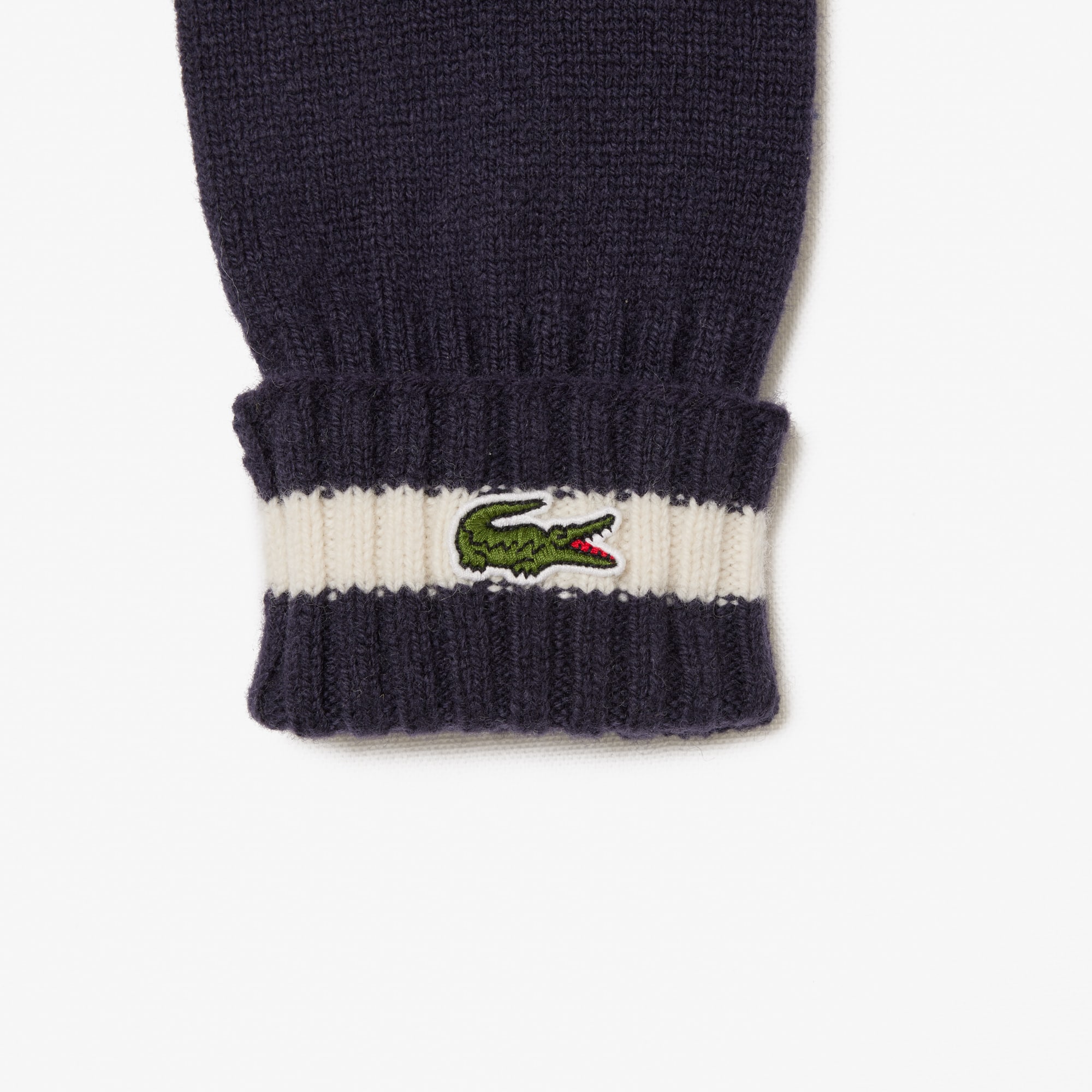 Thumbnail - Lacoste Handschuhe aus Wolljersey - Navy Blau / Weiß Size M