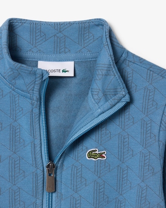 Fleece-Hoodie mit Rei&szlig;verschluss und Monogramm