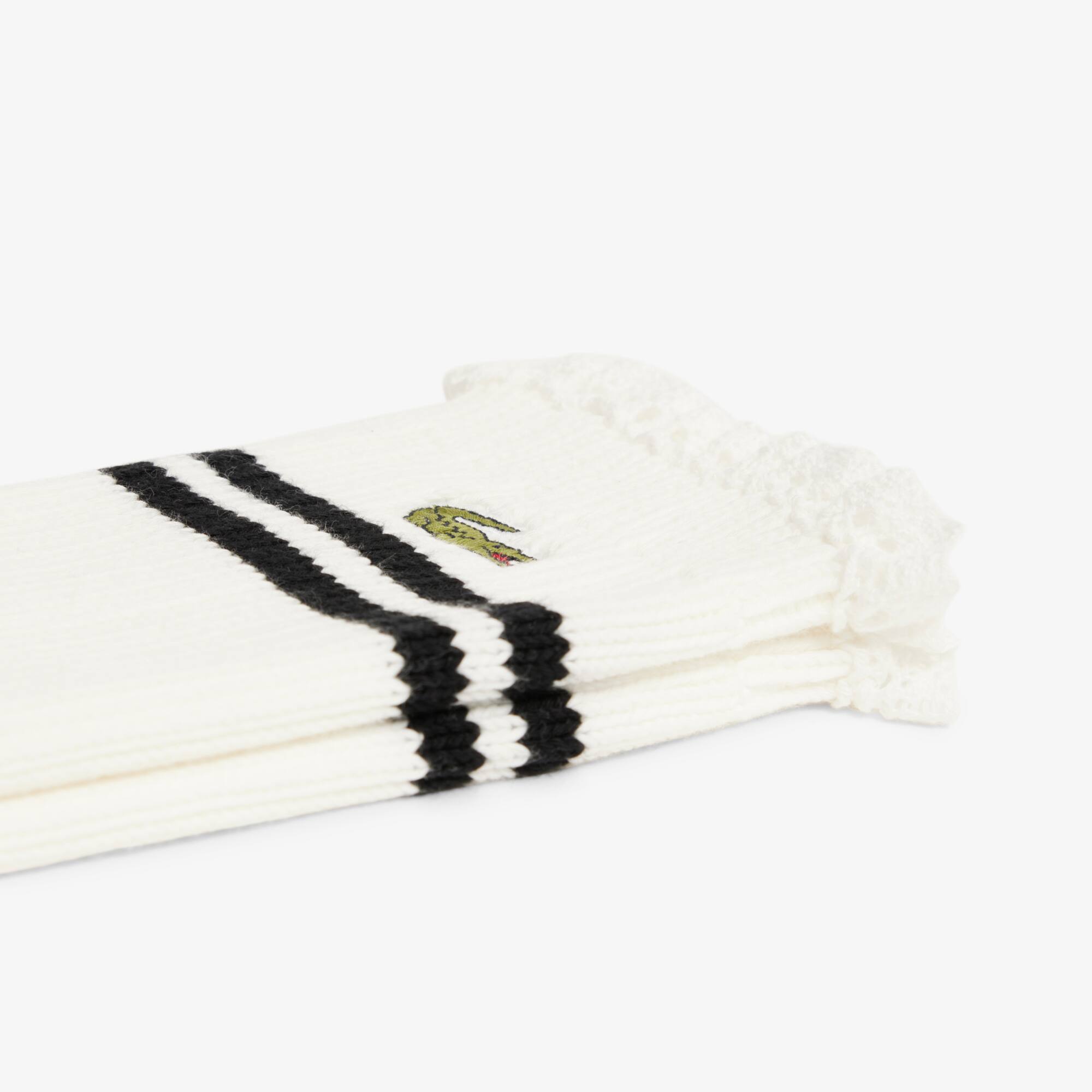 Thumbnail - Lacoste Gerippte Socken mit Spitzenabschluss - Weiß Size 39/42