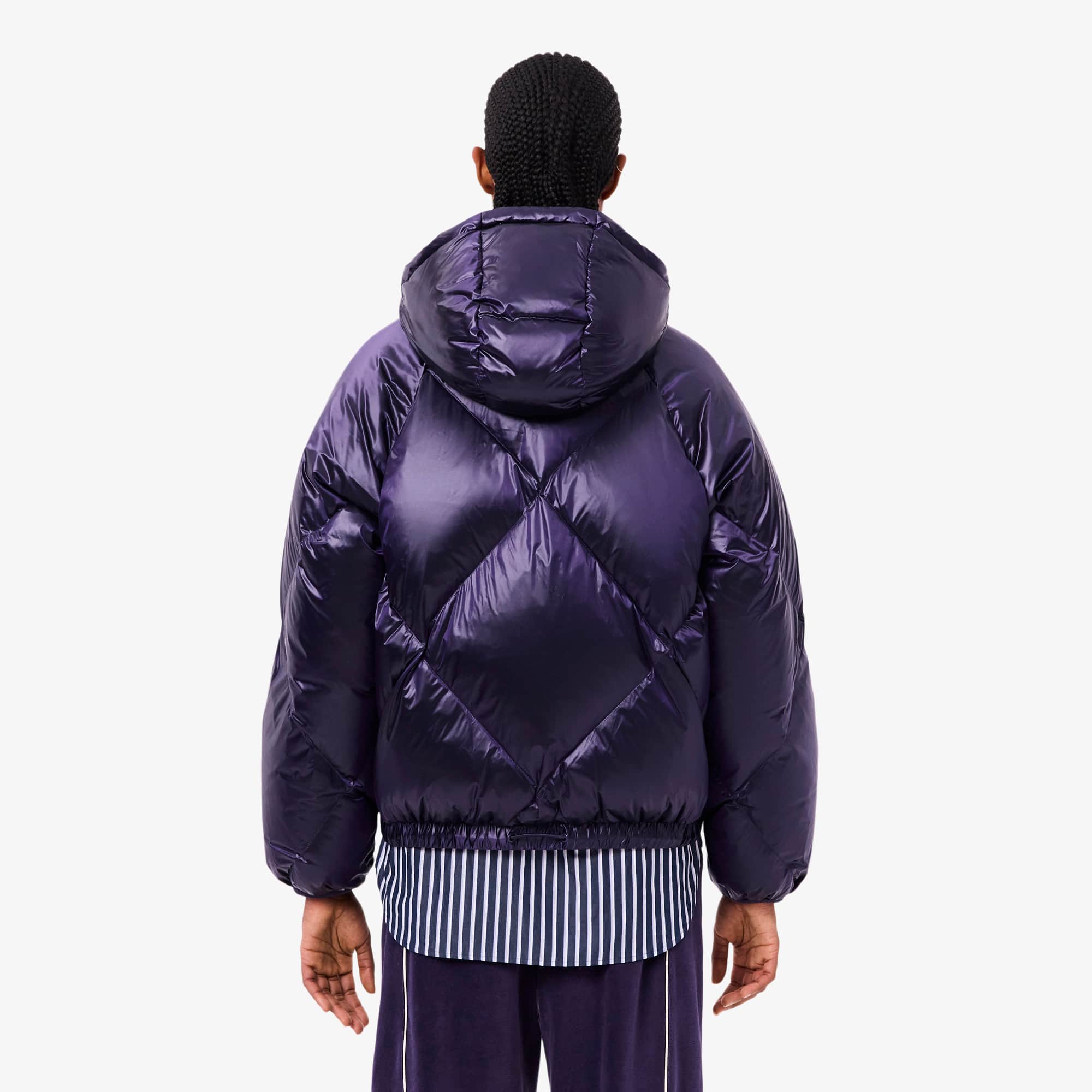 Thumbnail - Lacoste Wasserabweisende Oversized-Daunenjacke - Lila / Braun Size 36