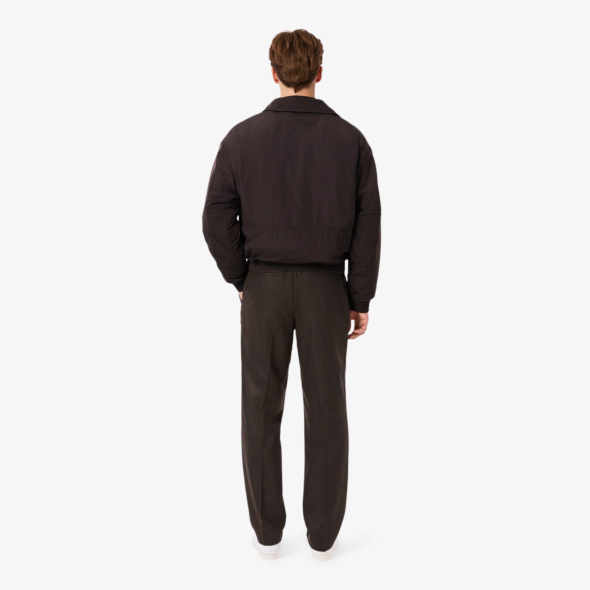 Thumbnail - Lacoste Straight Fit-Hose aus Wolle mit Chevron-Muster - Braun Size 48
