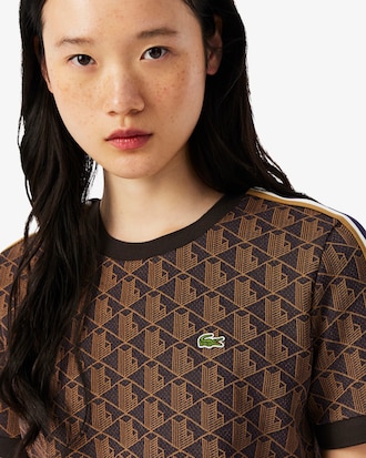 Slim Fit Jacquard-T-Shirt mit Monogramm