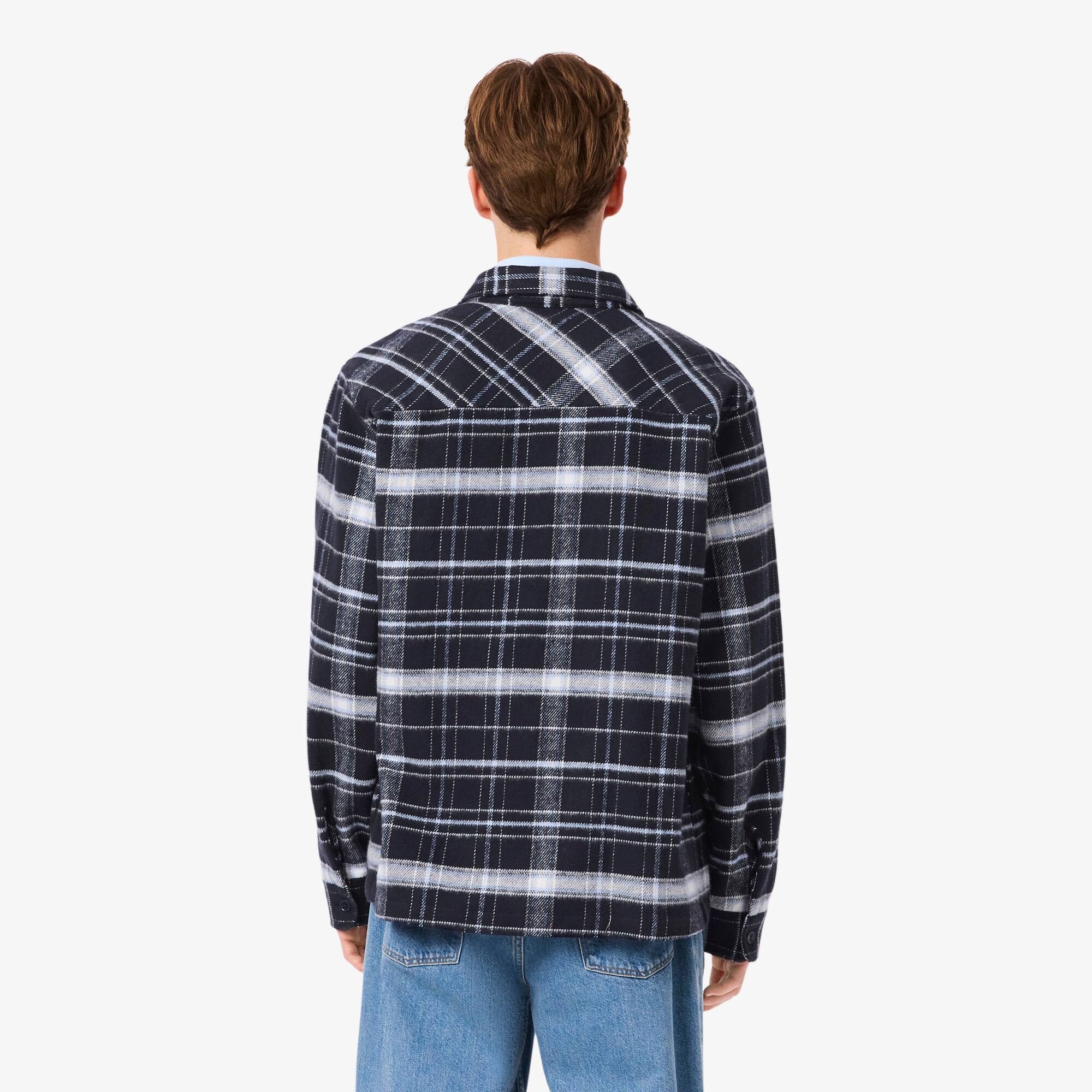 Thumbnail - Lacoste Overshirt aus karierter Baumwolle - Navy Blau / Weiß / Blau Size 44