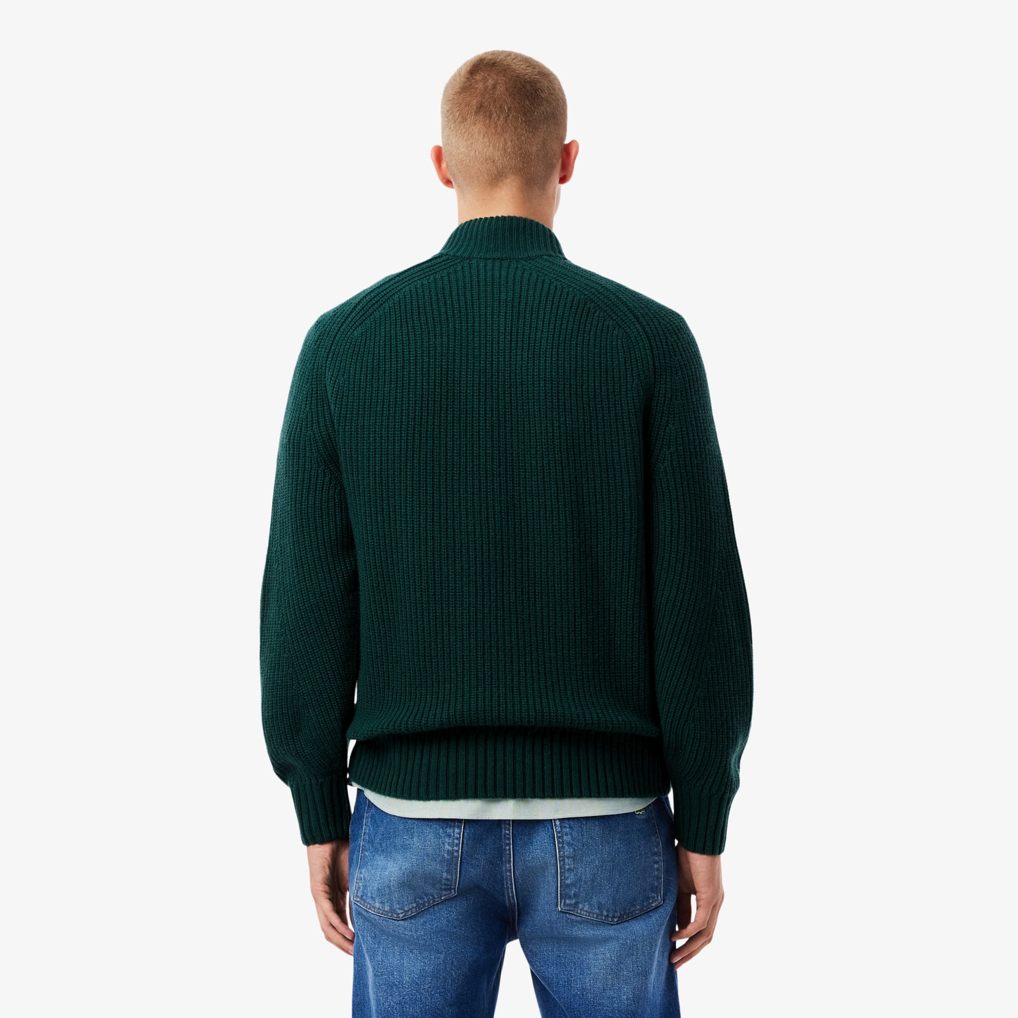 Thumbnail - Lacoste Pullover aus Tuchwolle mit Reißverschluss und hohem Kragen - Sinople Grün Size 6 - XL