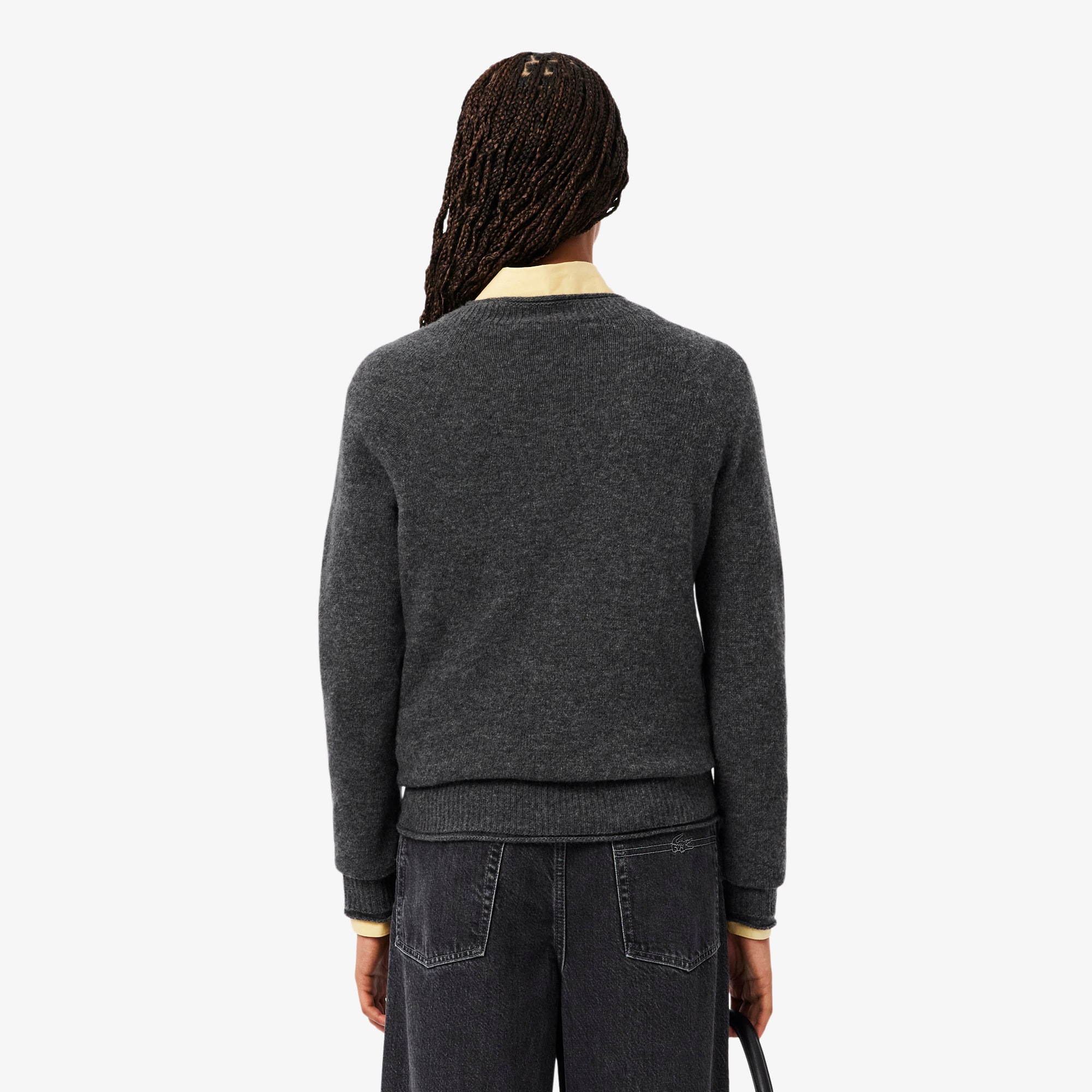 Thumbnail - Lacoste Pullover aus 3D-Strick Tuchwolle - Heidekraut Grau Size 44