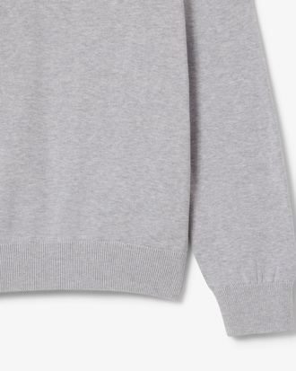 Einfarbiger Pullover aus Baumwolle mit V-Ausschnitt