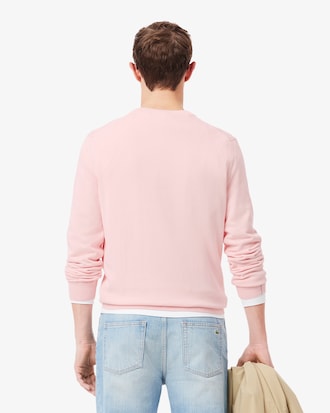Einfarbiger Pullover aus Baumwolle mit Rundhalsausschnitt