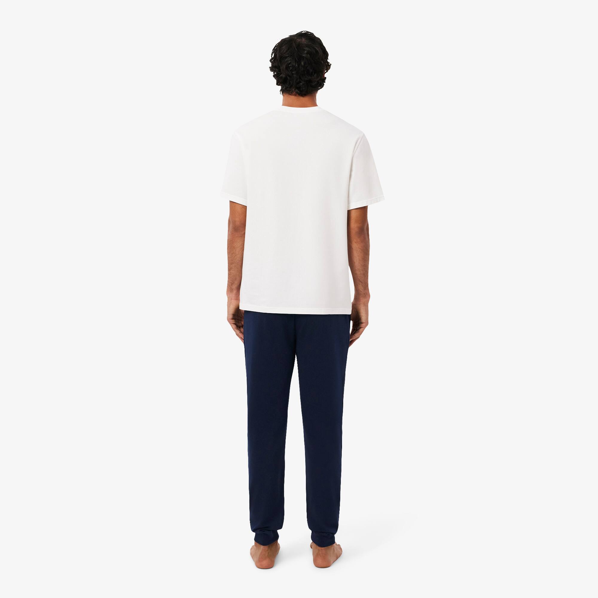 Thumbnail - Lacoste Pyjama-Set aus Jersey mit Druck - Navy Blau / Weiß Size XS